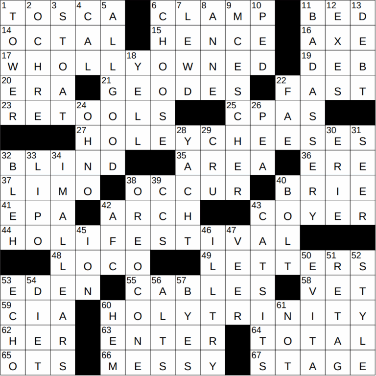 0527 25 NY Times Crossword 27 May 25 Tuesday NYXCrossword