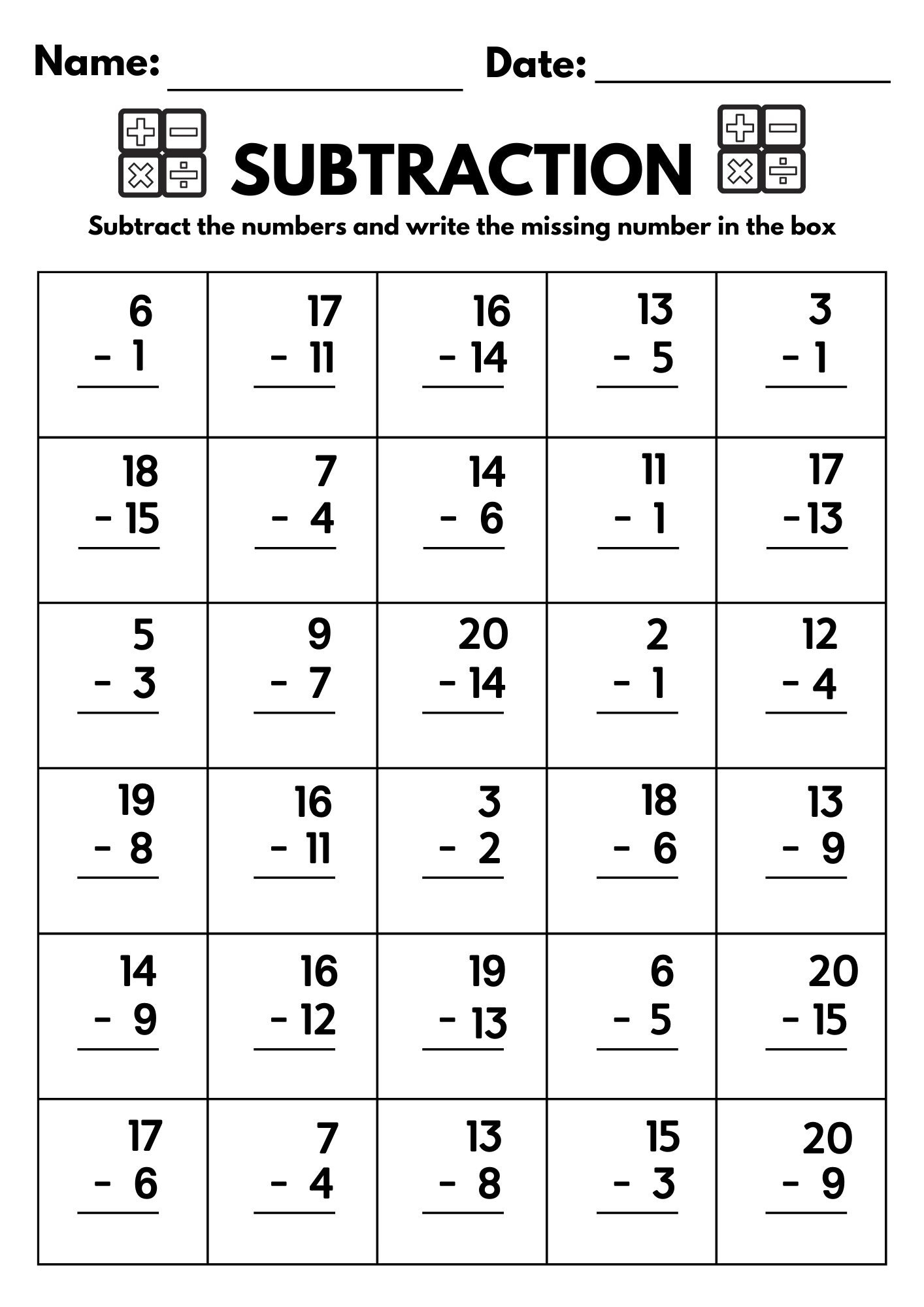 10 Printable Subtraction Fill In The Blanks Worksheets numbers 1 20 For Kindergarten 1st Grade 2nd Grade Math Subtraction Worksheets Etsy 10 Printable Subtraction Fill In The Blanks Worksheets numbers 1 20 For Kindergarten 1st Grade 2nd Grade Math Subtraction Worksheets Etsy