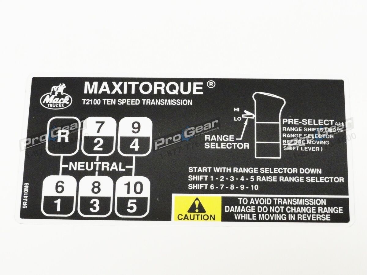 10 Speed Mack Transmission T2100 Shift Pattern 9RJ410M6 EBay 10 Speed Mack Transmission T2100 Shift Pattern 9RJ410M6 EBay