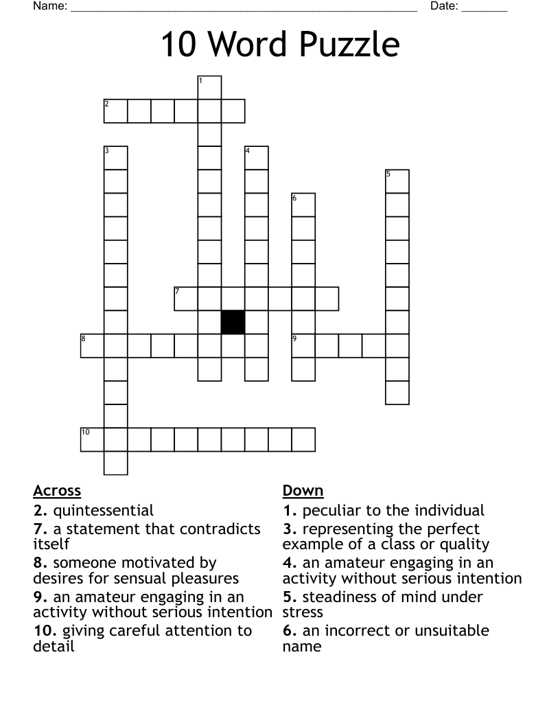 10 Word Puzzle Crossword WordMint 10 Word Puzzle Crossword WordMint