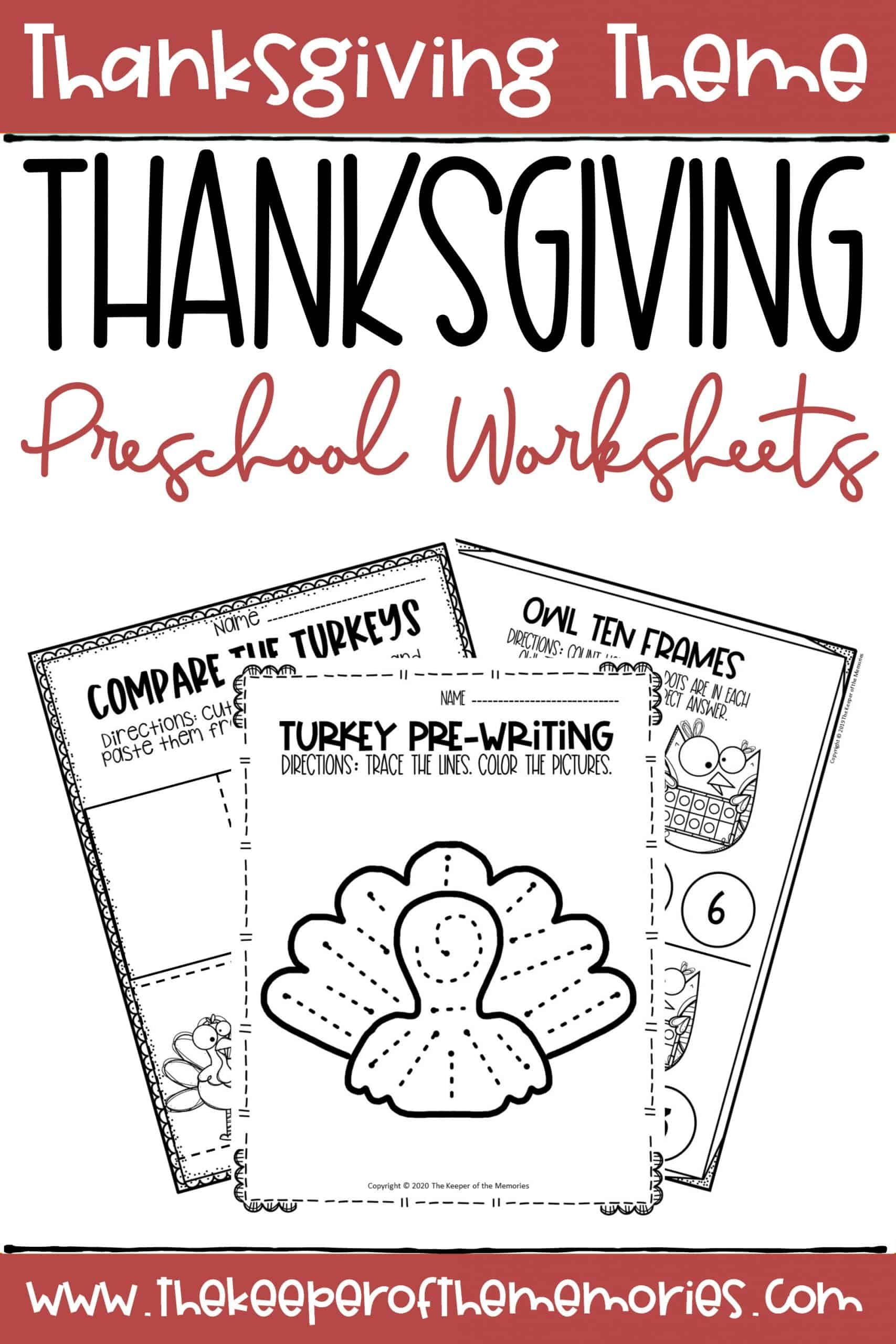 100 Thanksgiving Worksheets For Preschoolers Kindergartners The Keeper Of The Memories