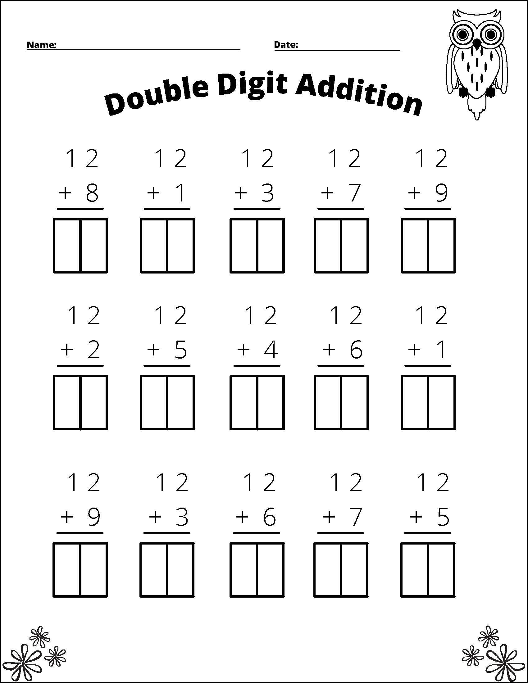 11 Printable Double Digit Addition Worksheets Numbers 10 20 Grades 1st And 2nd Etsy 11 Printable Double Digit Addition Worksheets Numbers 10 20 Grades 1st And 2nd Etsy