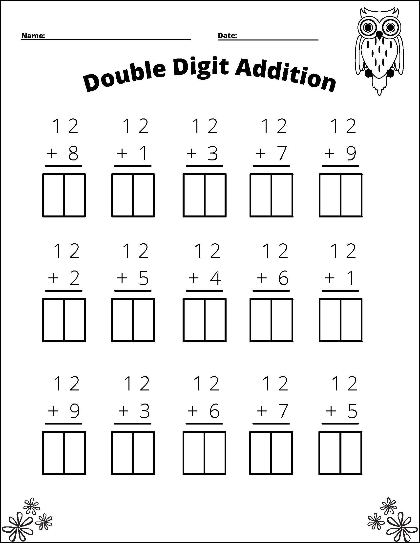 11 Printable Double Digit Addition Worksheets Numbers 10 20 Grades 1st And 2nd Etsy 11 Printable Double Digit Addition Worksheets Numbers 10 20 Grades 1st And 2nd Etsy