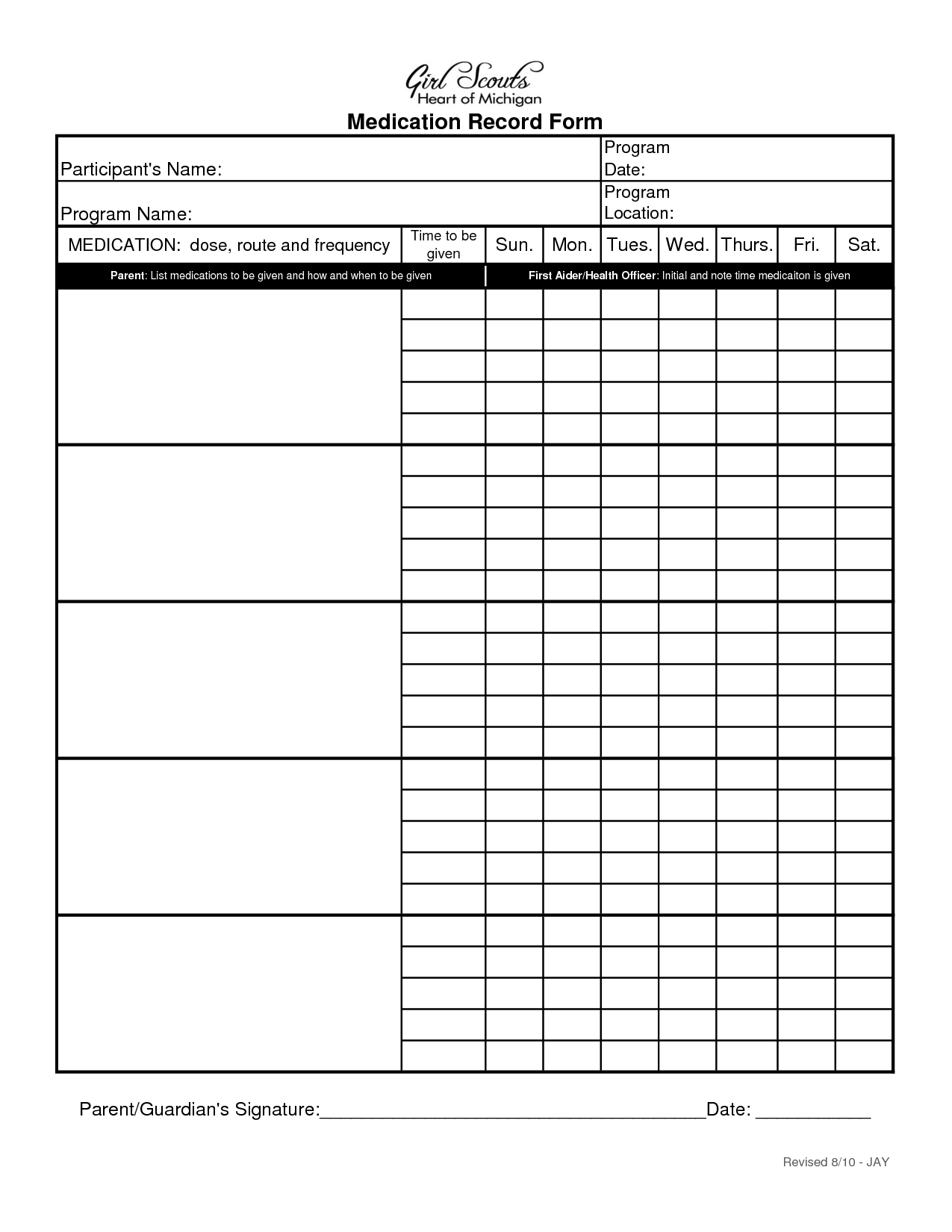 free printable medication administration record template free printable medication administration record template