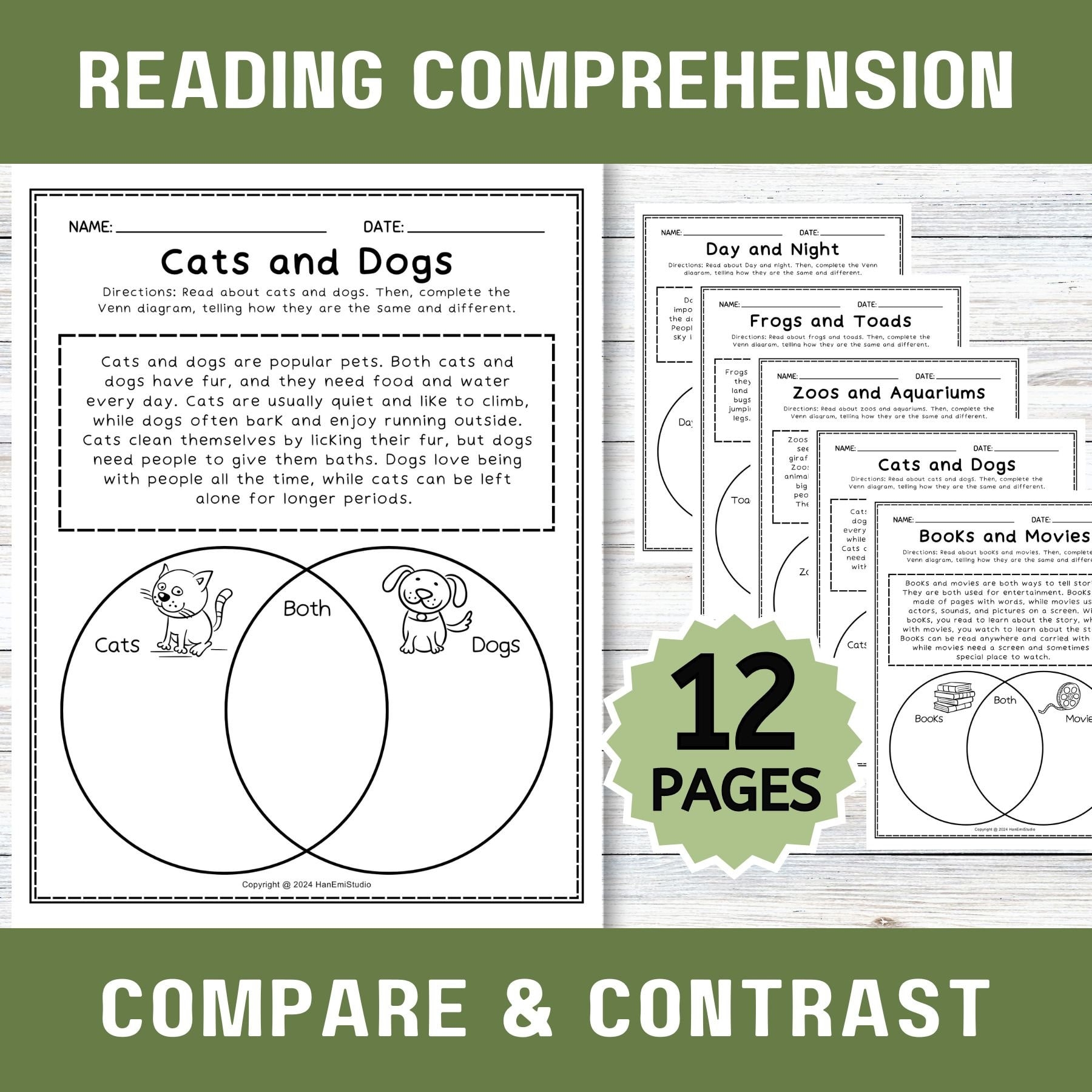 12 Compare And Contrast Worksheets Reading Comprehension Worksheet Similarity And Difference Worksheet Venn Diagram Comparison Worksheet Etsy 12 Compare And Contrast Worksheets Reading Comprehension Worksheet Similarity And Difference Worksheet Venn Diagram Comparison Worksheet Etsy