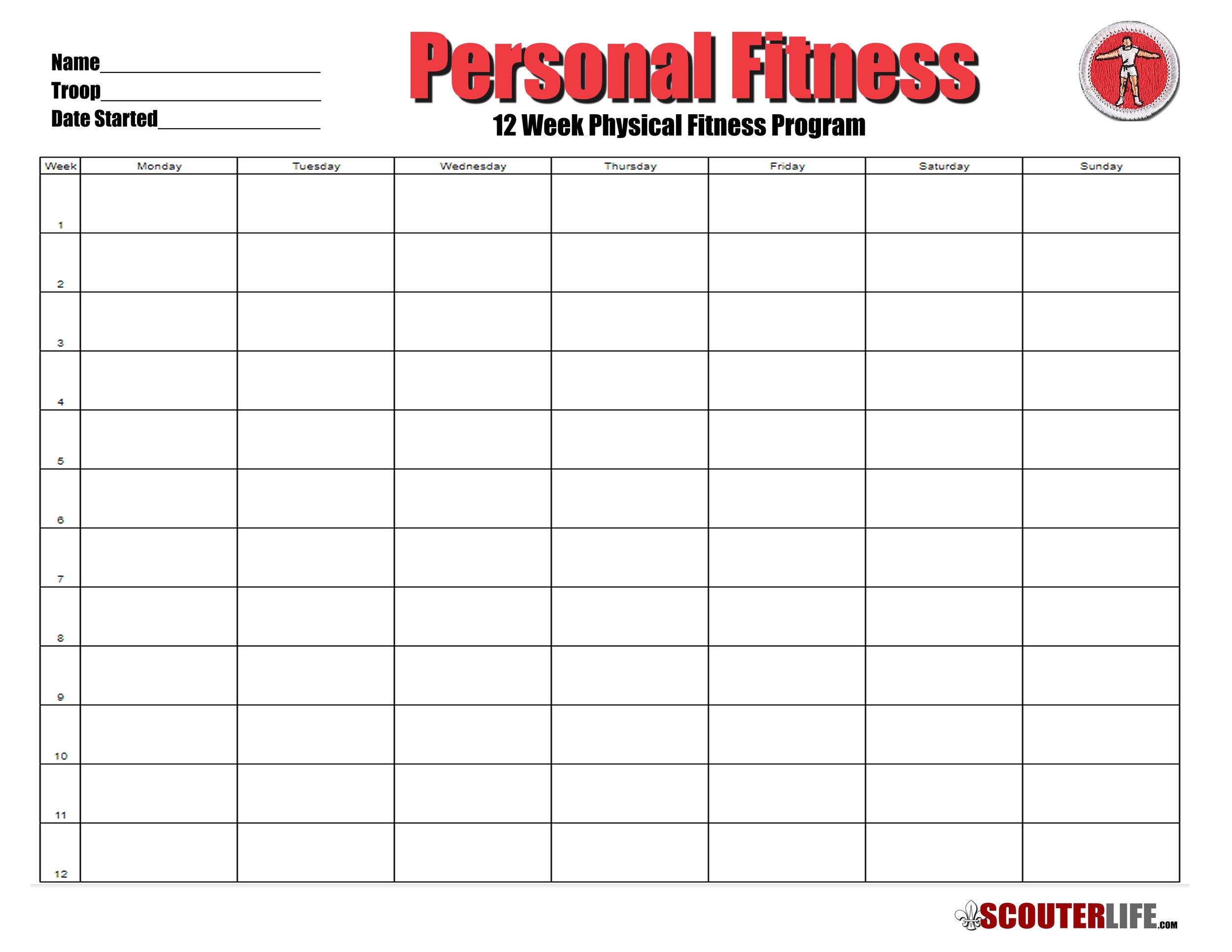 12 Week Physical Fitness Program ScouterLife Worksheets Library 12 Week Physical Fitness Program ScouterLife Worksheets Library