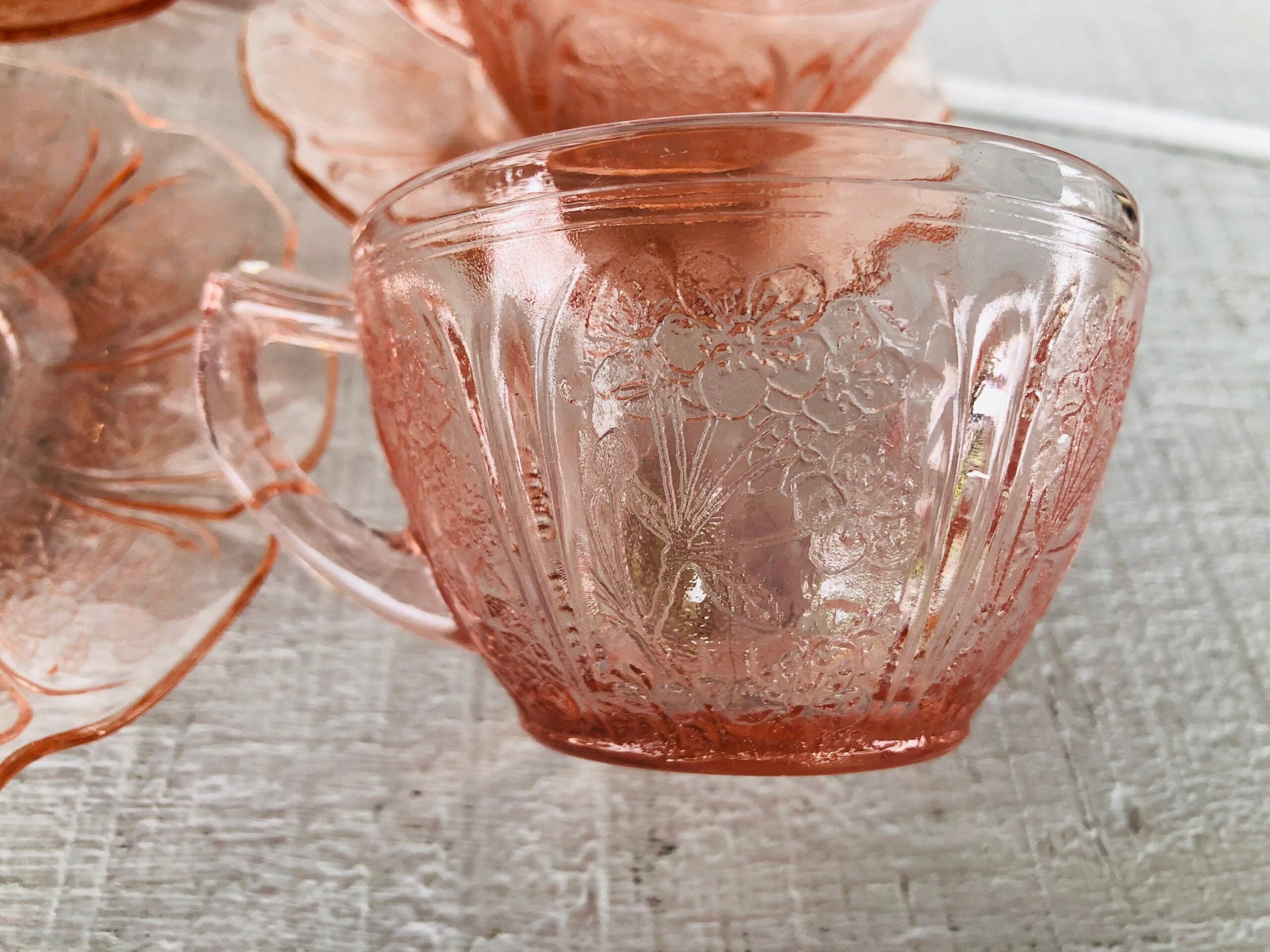1930s Pink Depression Glass Cup Cherry Blossom Pink Jeannette Glass Depression Glassware Tea Parties Scalloped Saucer Raised Floral Glass Etsy 1930s Pink Depression Glass Cup Cherry Blossom Pink Jeannette Glass Depression Glassware Tea Parties Scalloped Saucer Raised Floral Glass Etsy