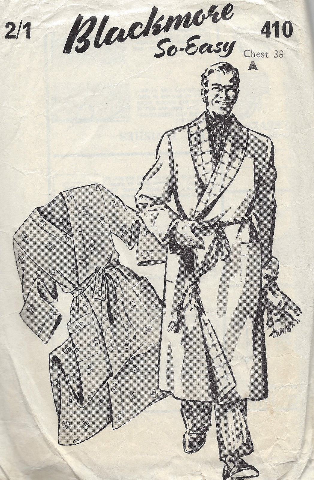 1940s Vintage Sewing Pattern CHEST 38 MENS DRESSING GOWN HOUSECOAT 1284 The Vintage Pattern Shop 1940s Vintage Sewing Pattern CHEST 38 MENS DRESSING GOWN HOUSECOAT 1284 The Vintage Pattern Shop