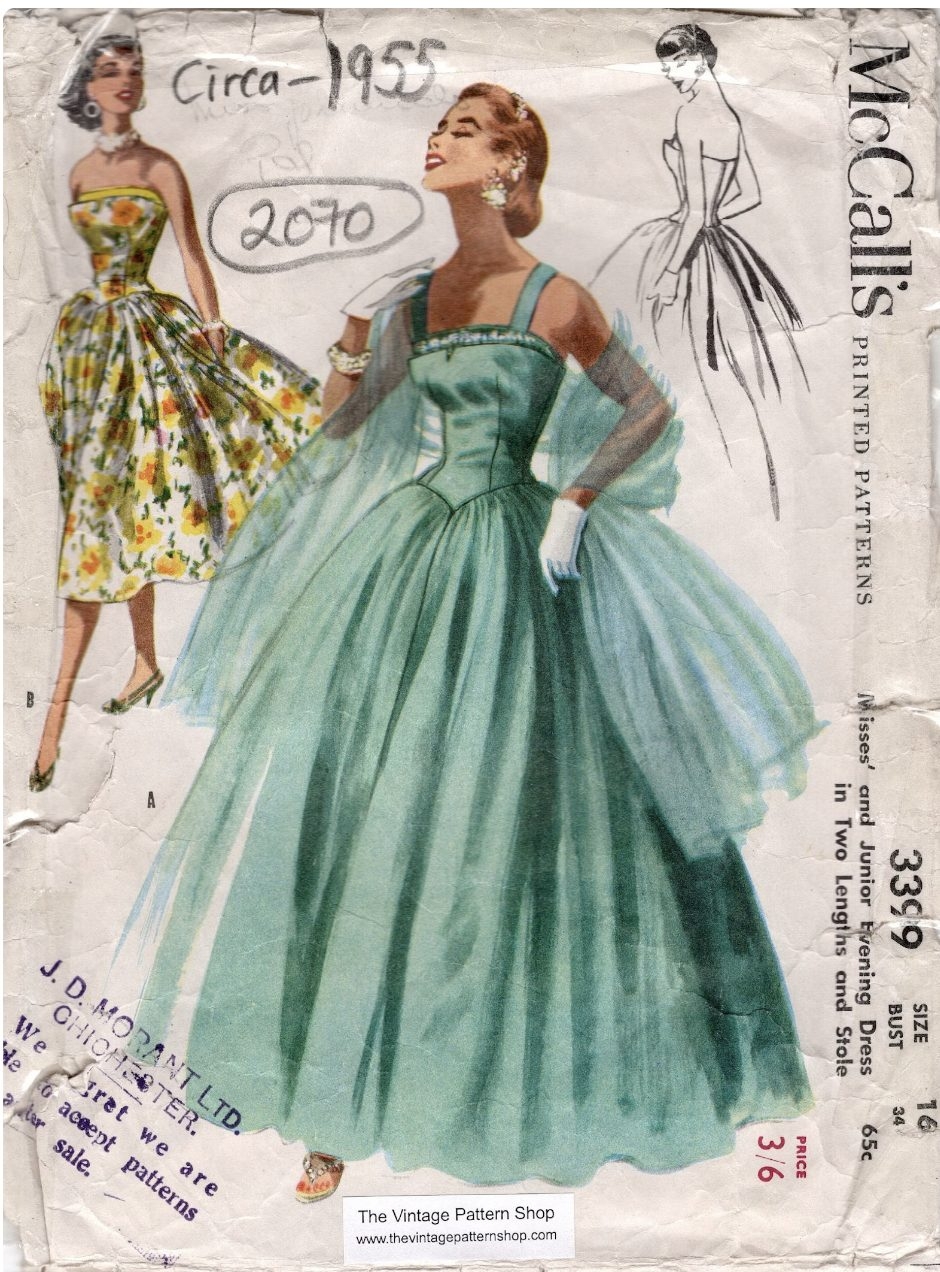 1959 Vintage Sewing Pattern B34 Evening DRESS STOLE 2070 McCalls 3399 The Vintage Pattern Shop 1959 Vintage Sewing Pattern B34 Evening DRESS STOLE 2070 McCalls 3399 The Vintage Pattern Shop