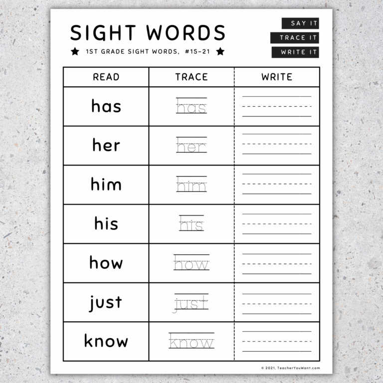 1st Grade Sight Words Read Trace Write Worksheets Activities SET 4 Made By Teachers