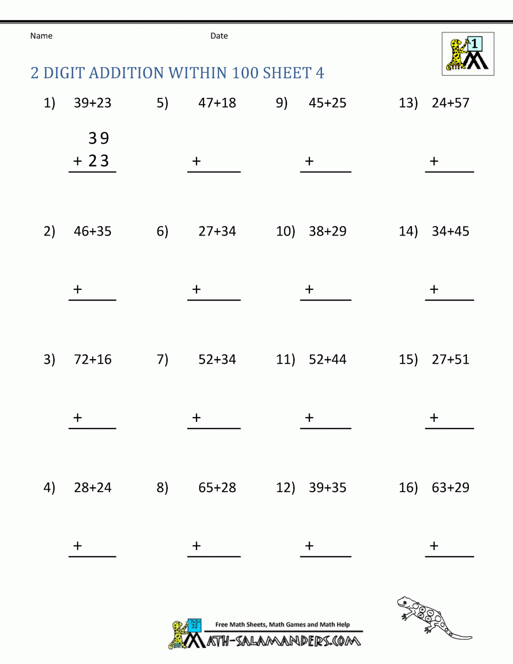 2 Digit Addition Worksheets 2 Digit Addition Worksheets