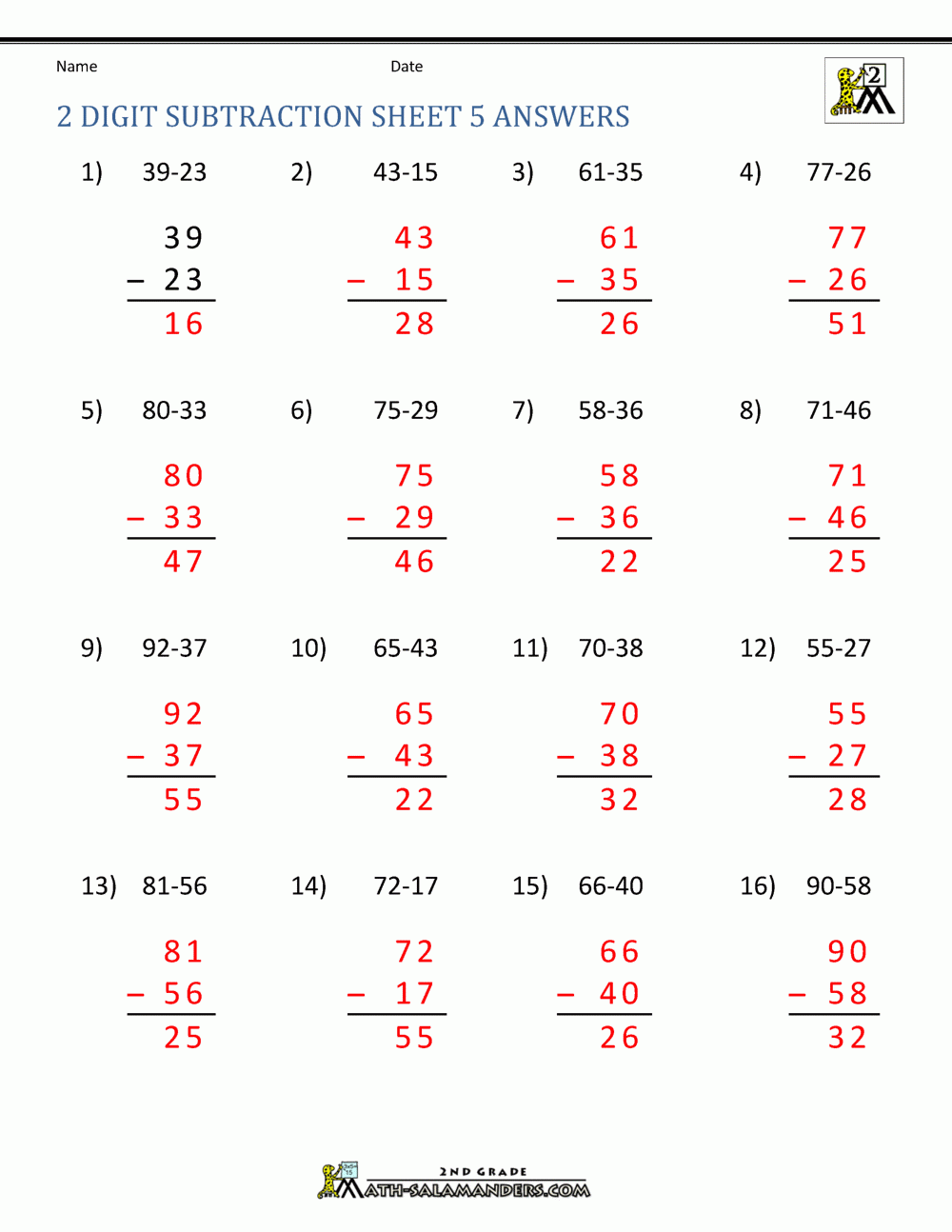2 Digit Subtraction With Regrouping Worksheets 2 Digit Subtraction With Regrouping Worksheets