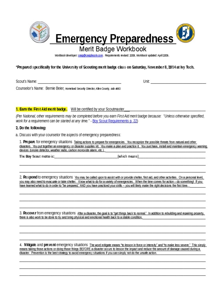 2014 Emergency Preparedness Merit Badge Workbook PDF Emergency Worksheets Library 2014 Emergency Preparedness Merit Badge Workbook PDF Emergency Worksheets Library