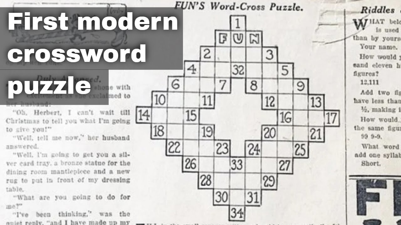 21st December 1913 First Modern Crossword Puzzle Printed In The New York World Newspaper YouTube 21st December 1913 First Modern Crossword Puzzle Printed In The New York World Newspaper YouTube