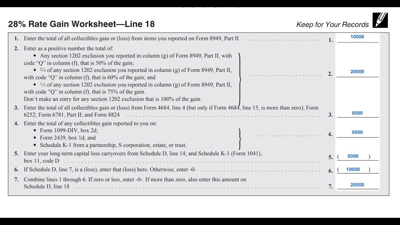 28 Rate Gain Worksheet Walkthrough IRS Schedule D YouTube 28 Rate Gain Worksheet Walkthrough IRS Schedule D YouTube