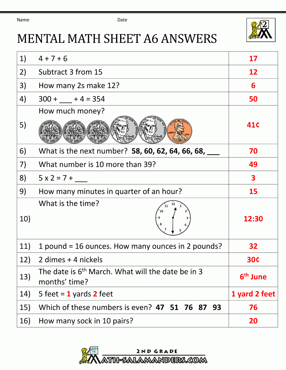 2nd Grade Mental Math Worksheets 2nd Grade Mental Math Worksheets