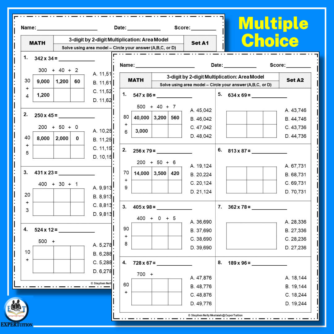 3 Digit By 2 Digit Area Model Multiplication Worksheets Made By Teachers 3 Digit By 2 Digit Area Model Multiplication Worksheets Made By Teachers
