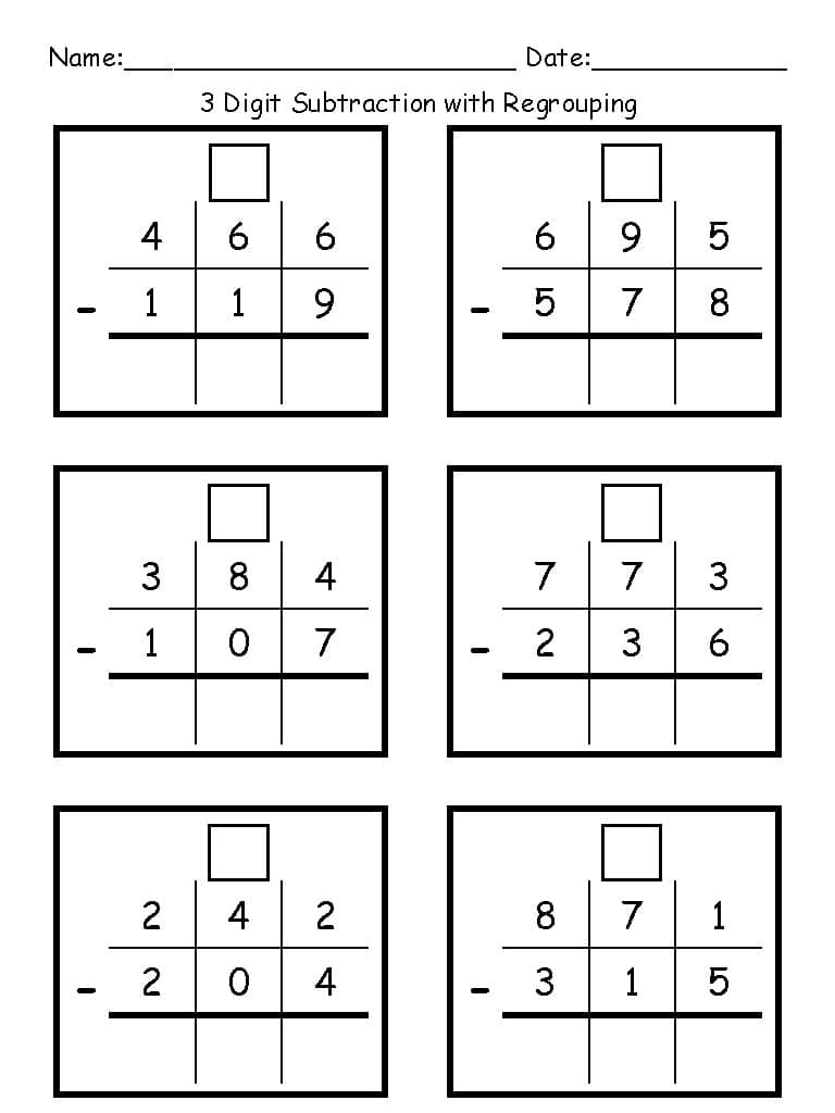 3 digit subtraction with regrouping worksheets 3 digit subtraction with regrouping worksheets