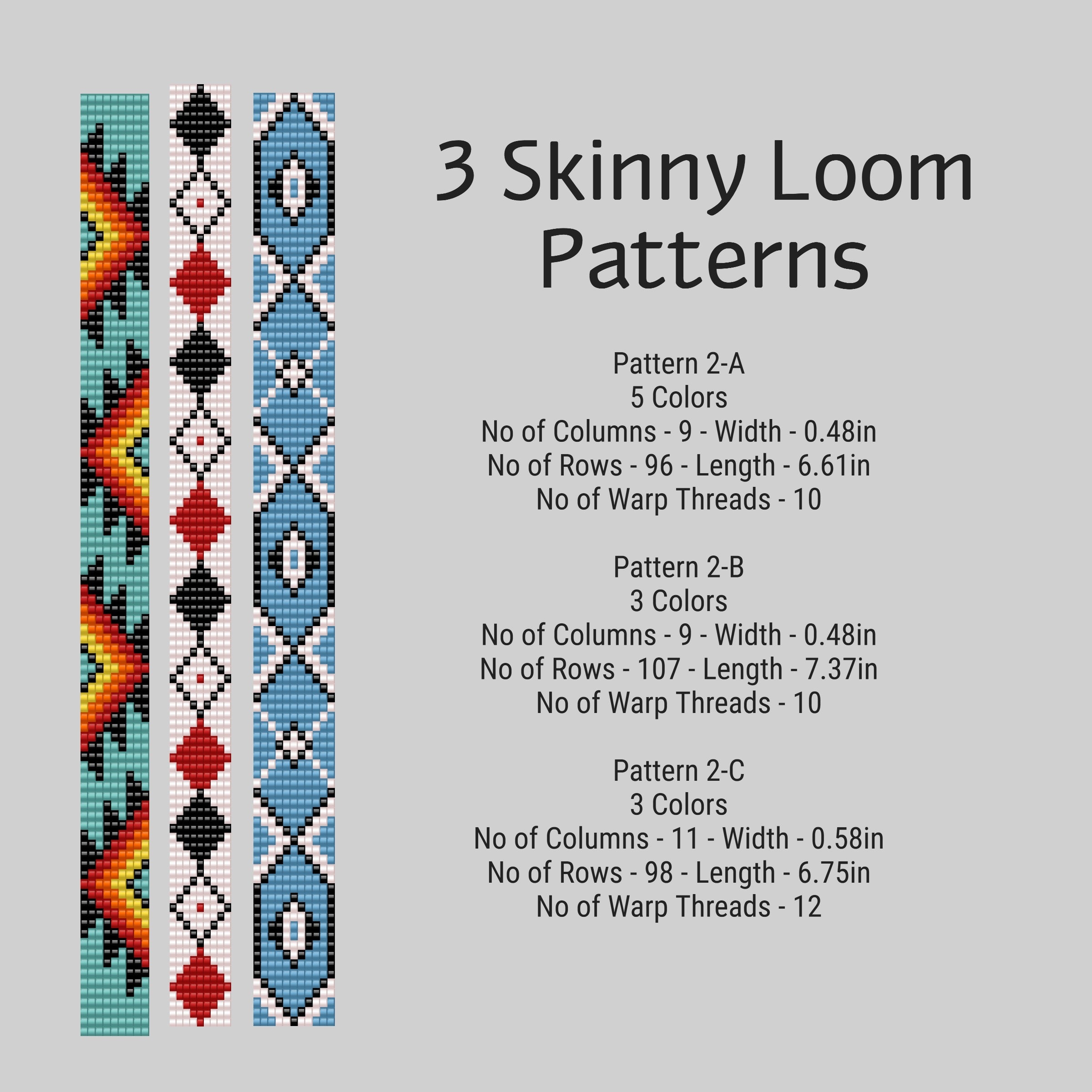3 Narrow LOOM Beaded Bracelet Patterns Etsy 3 Narrow LOOM Beaded Bracelet Patterns Etsy