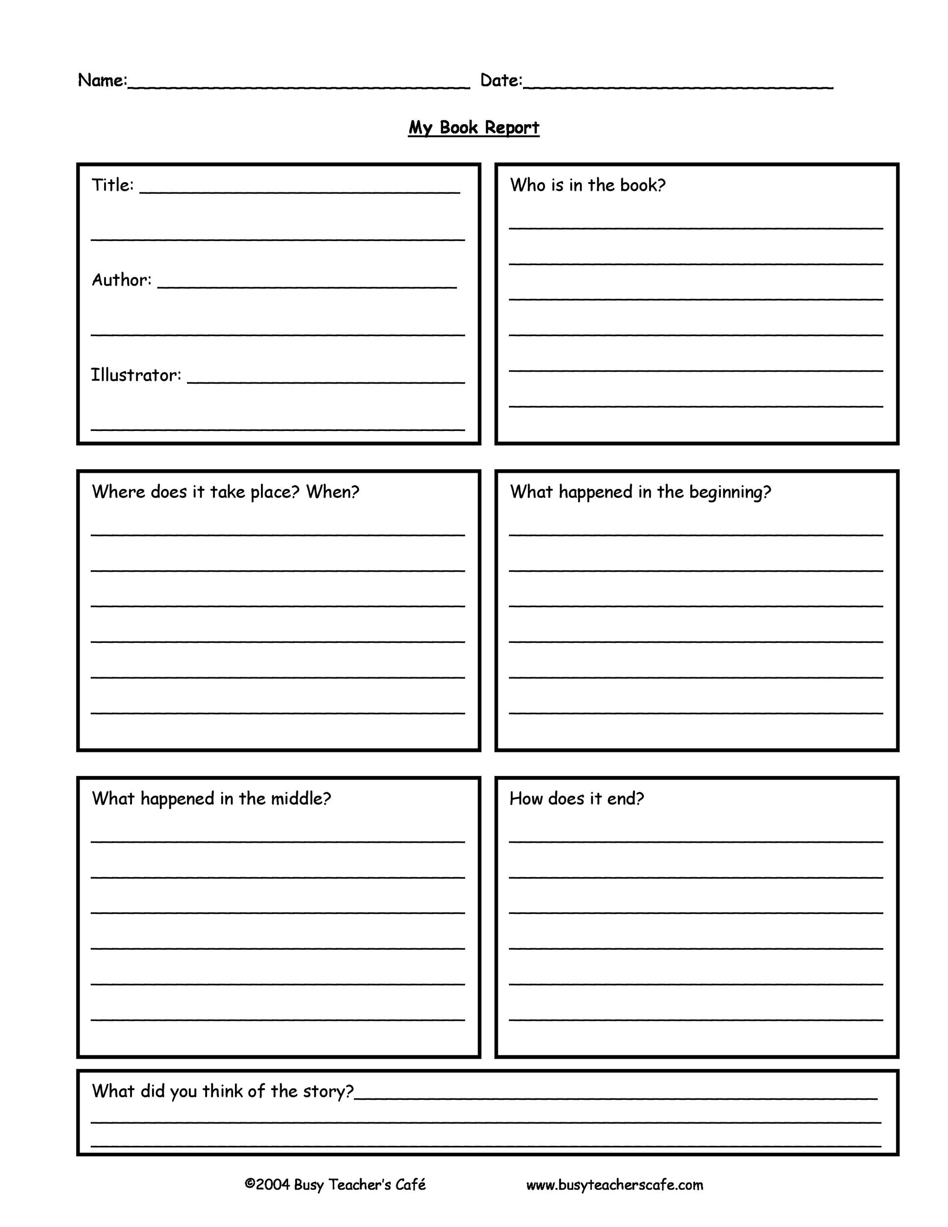 printable book report template printable book report template