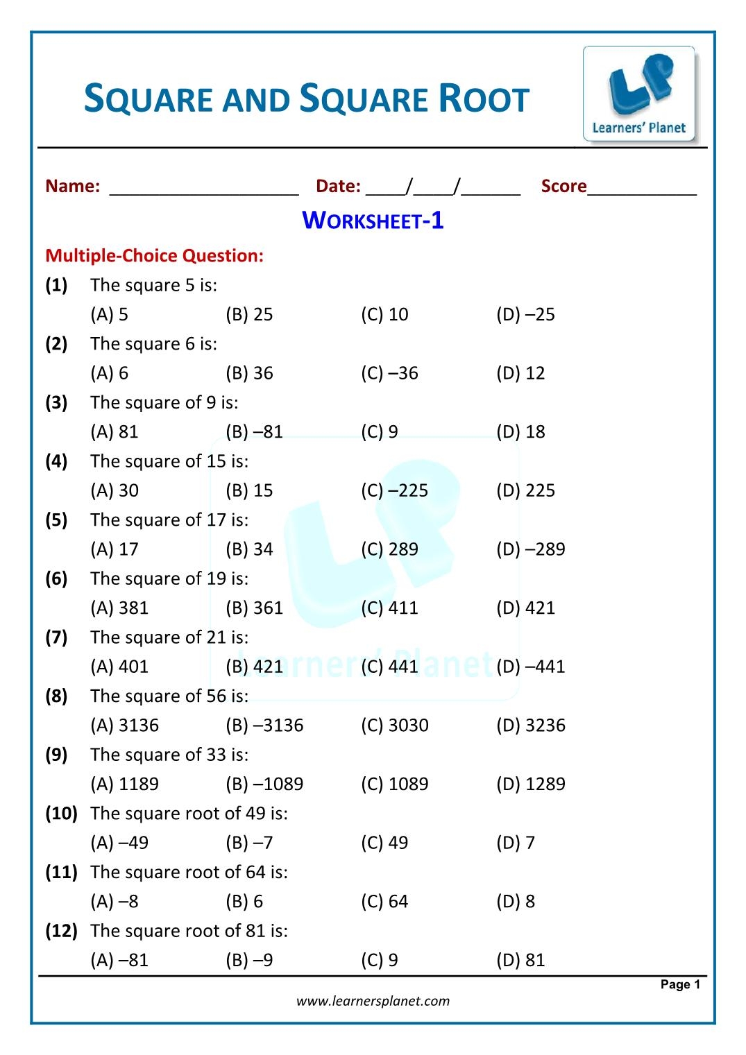 squares and square roots worksheet squares and square roots worksheet