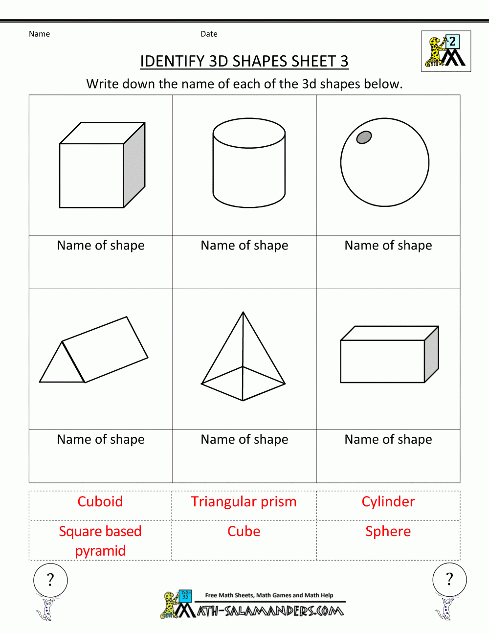 3d Shapes Worksheets 3d Shapes Worksheets