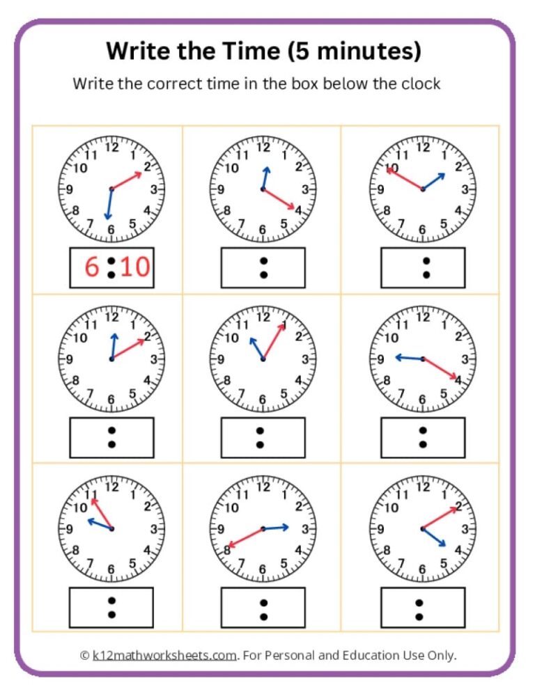 3rd Grade Telling Time Worksheets K12 Math Worksheets