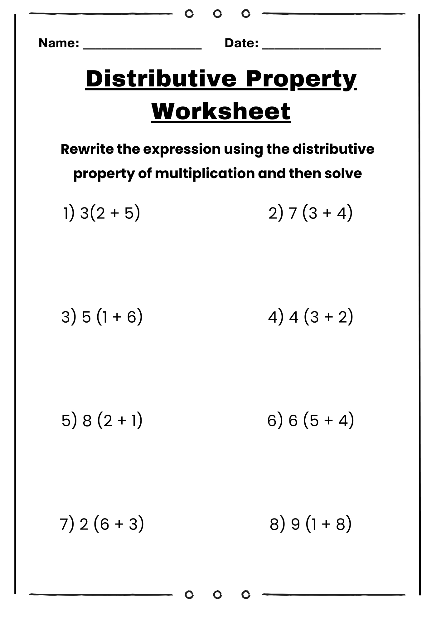 40 Distributive Property Worksheet Samples To Download In PDF 40 Distributive Property Worksheet Samples To Download In PDF