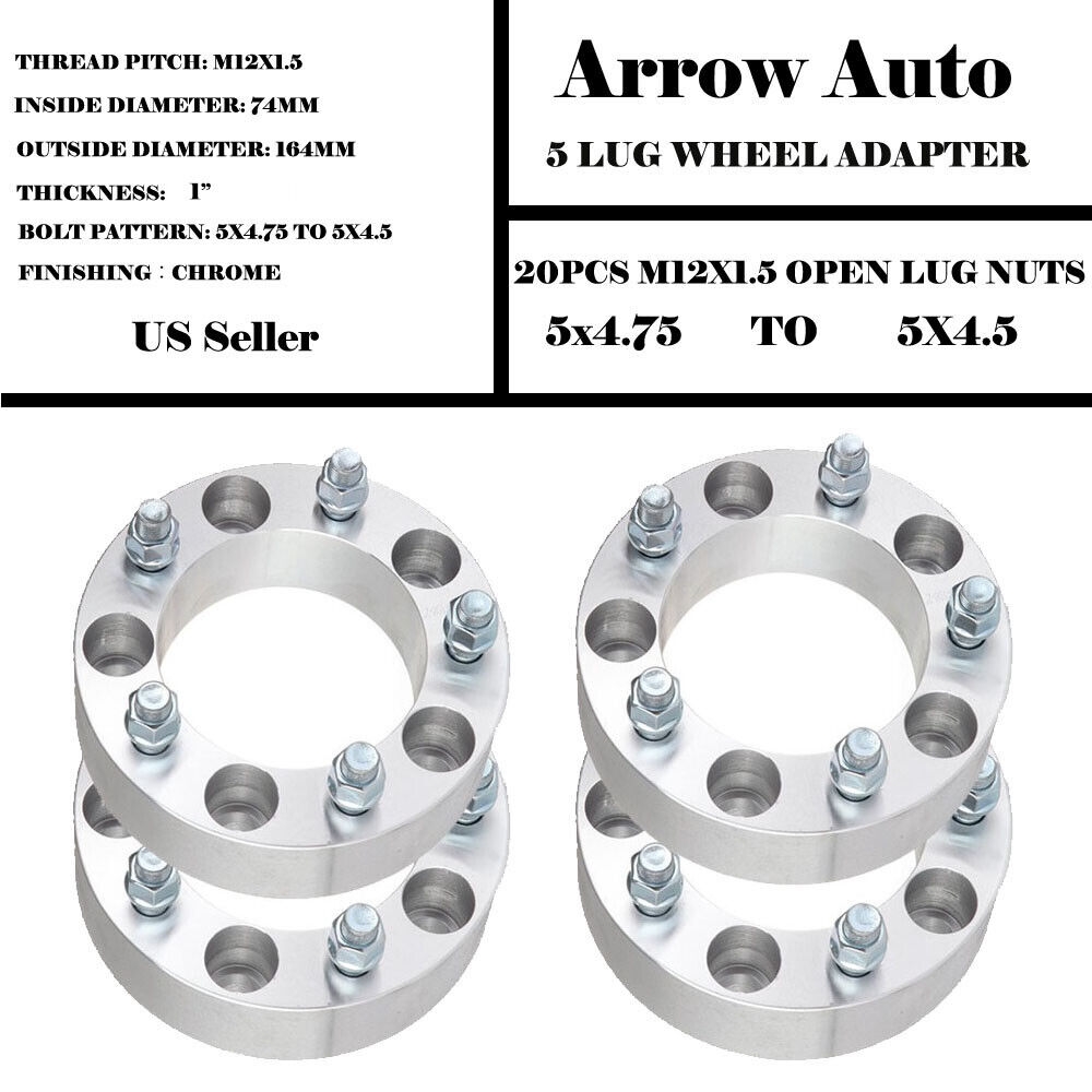 4pcs 1 Inch 5x4 75 To 5x4 5 Wheel Adapters 12x1 5 Studs 5Lug 74mm Hub GMC Chevy EBay 4pcs 1 Inch 5x4 75 To 5x4 5 Wheel Adapters 12x1 5 Studs 5Lug 74mm Hub GMC Chevy EBay