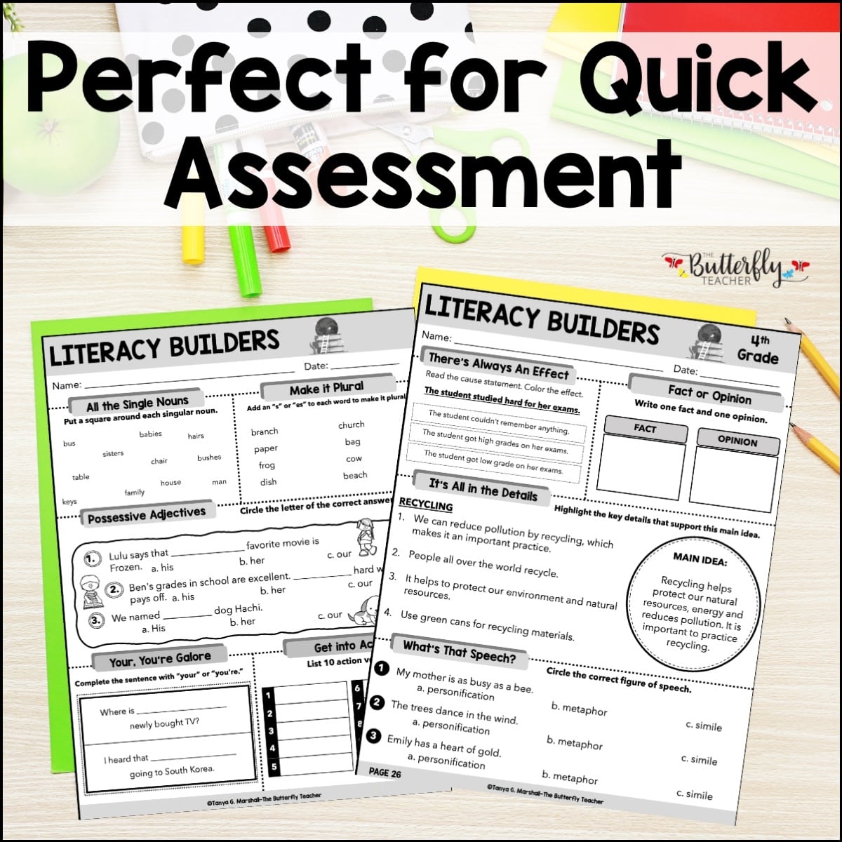 4th Grade ELA Spiral Review Fun Worksheets Morning Work Set 1 The Butterfly Teacher 4th Grade ELA Spiral Review Fun Worksheets Morning Work Set 1 The Butterfly Teacher
