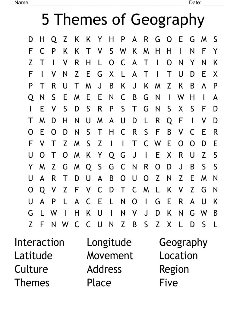 5 Themes Of Geography Word Search WordMint 5 Themes Of Geography Word Search WordMint