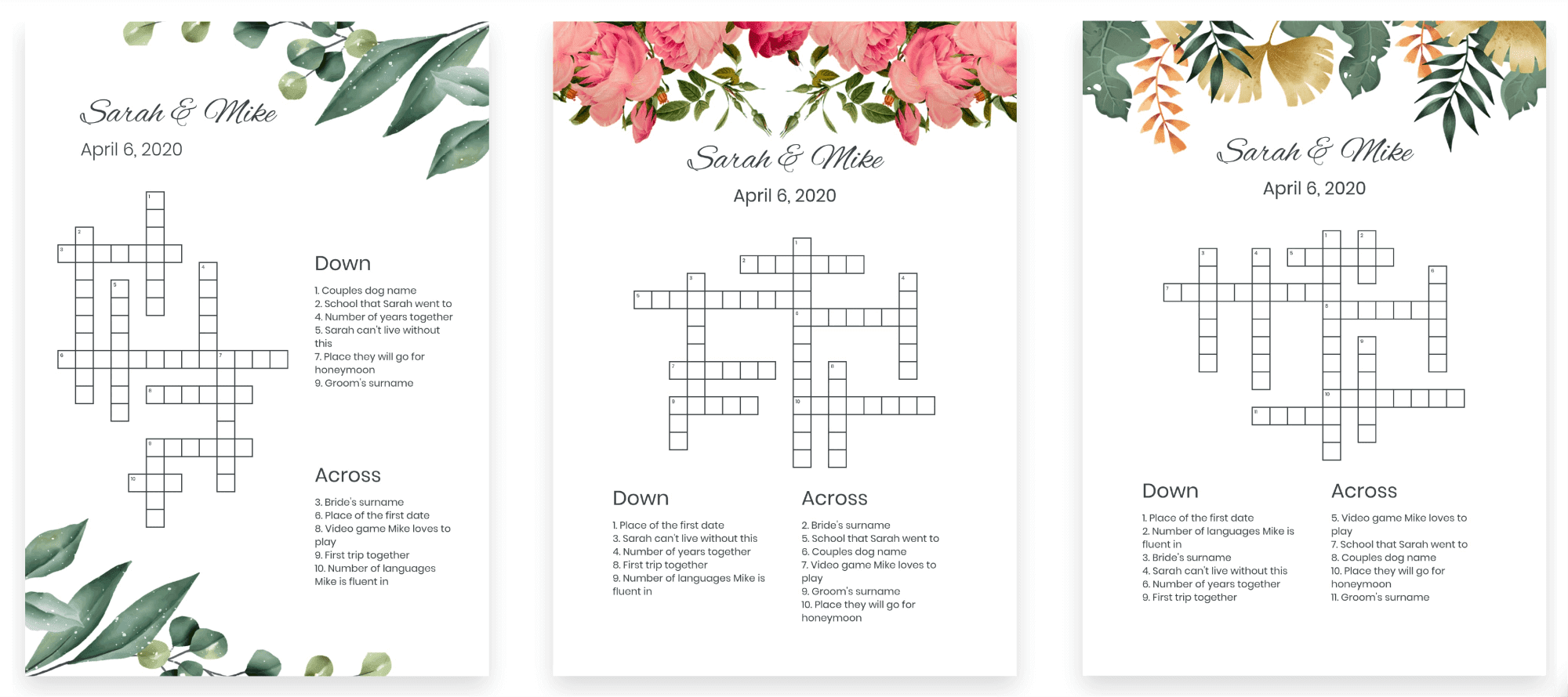 50 Clues Ideas For Your Wedding Crossword Puzzle Perfect Crosswords Blog 50 Clues Ideas For Your Wedding Crossword Puzzle Perfect Crosswords Blog
