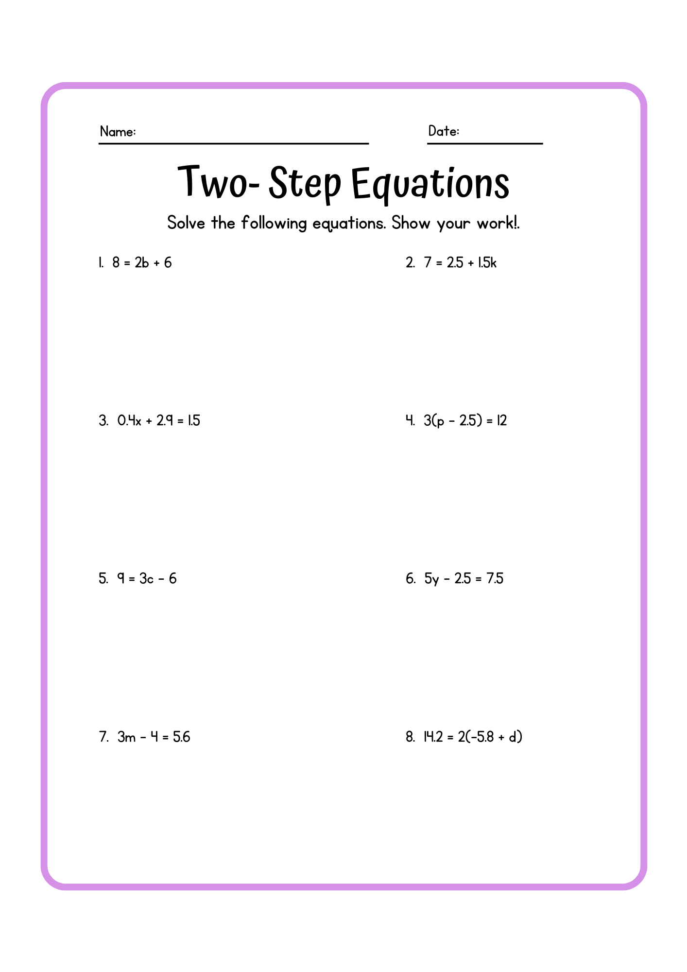 50 Two Step Equations Worksheet Samples To Download In PDF 50 Two Step Equations Worksheet Samples To Download In PDF