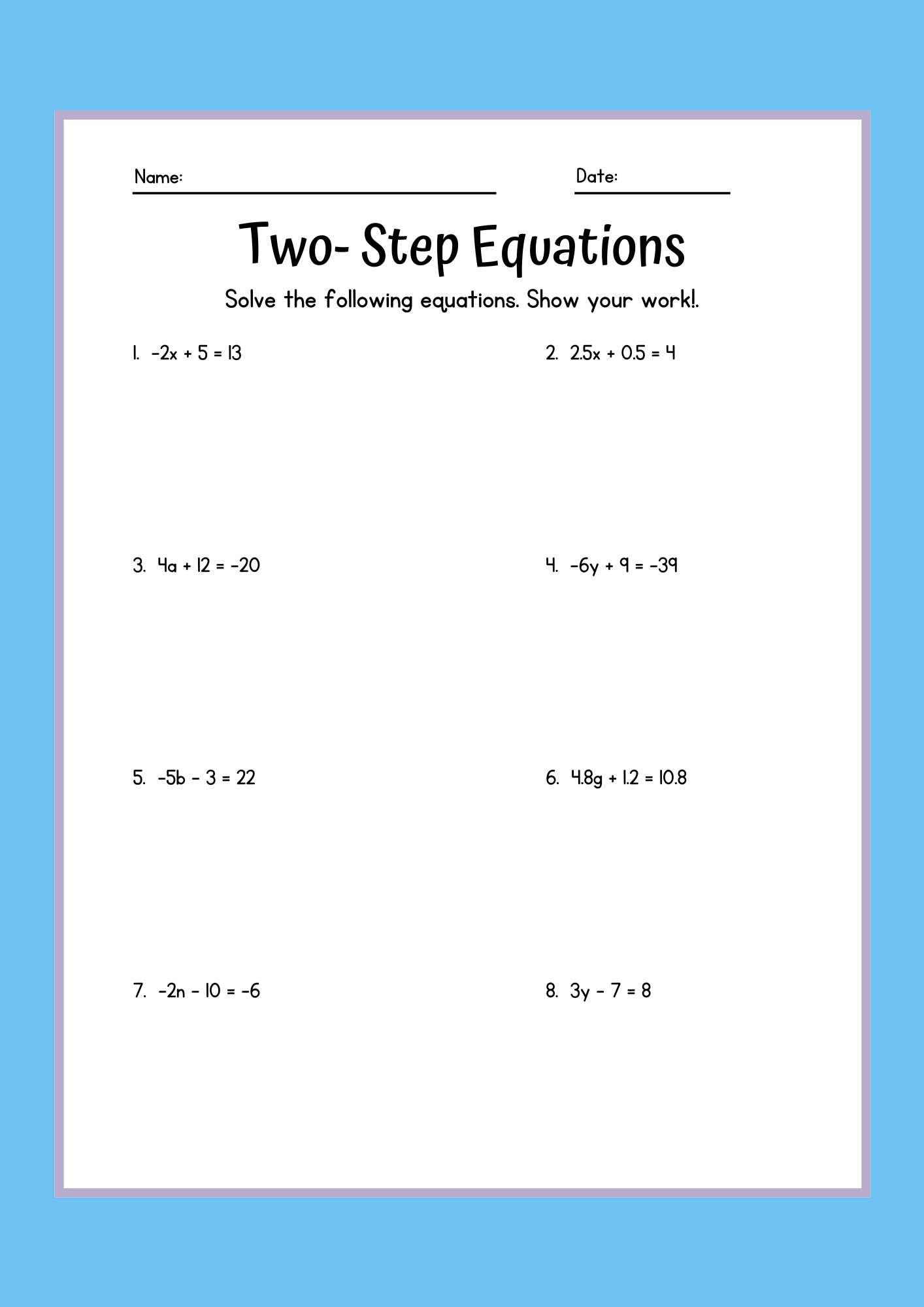 50 Two Step Equations Worksheet Samples To Download In PDF 50 Two Step Equations Worksheet Samples To Download In PDF