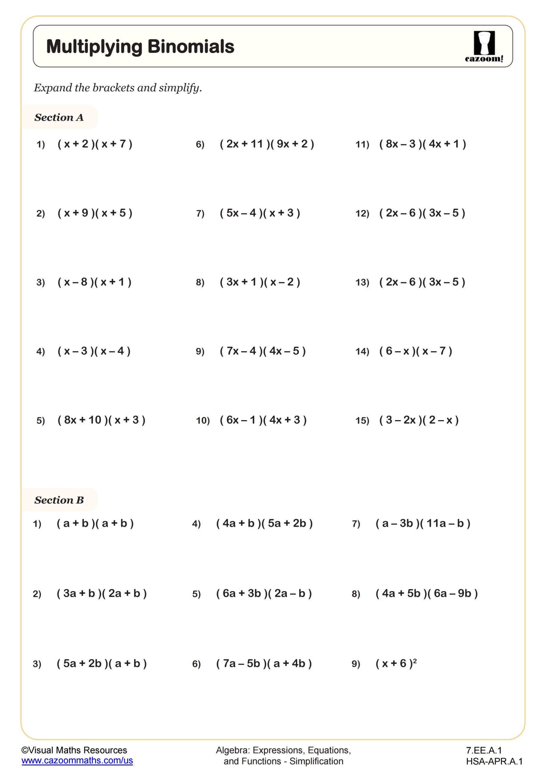 math worksheets for 7th graders