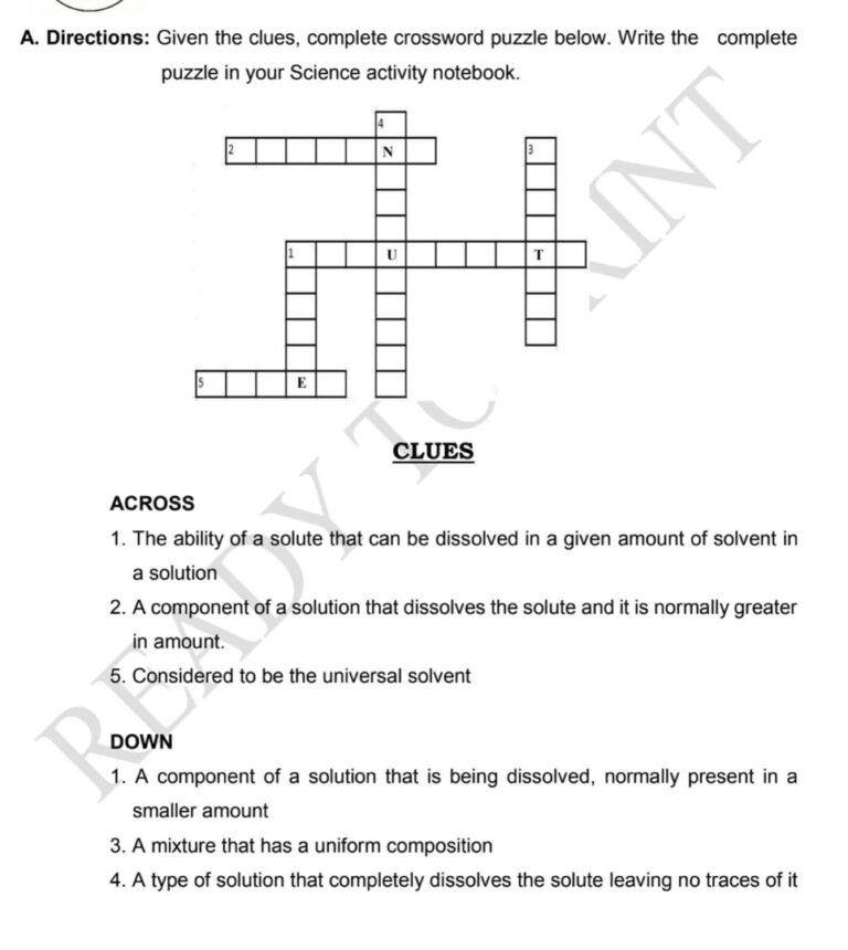 A Directions Given The Clues Complete StudyX