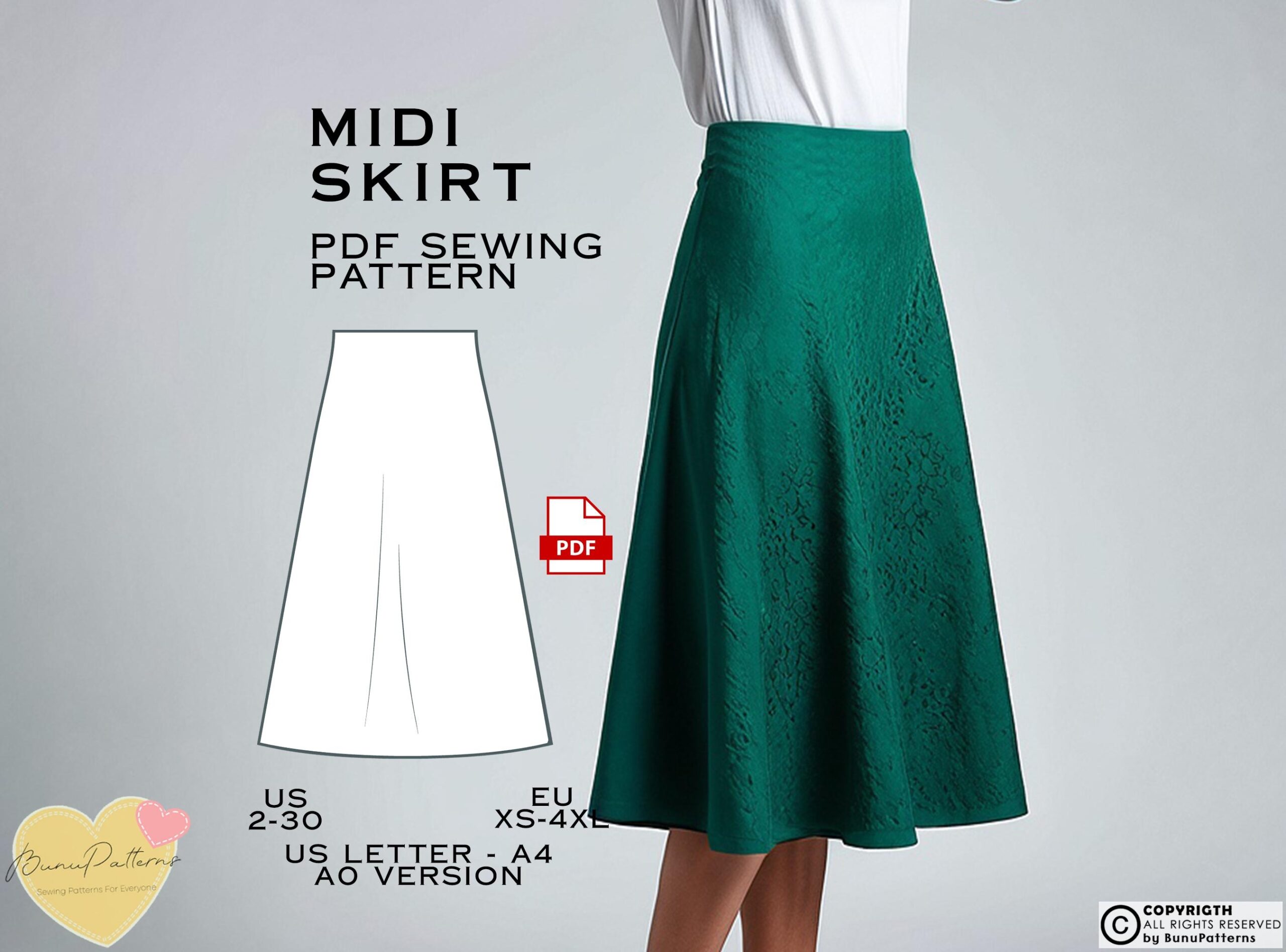 A line Midi Skirt Sewing Pattern Easy Plus Size PDF Download Etsy A line Midi Skirt Sewing Pattern Easy Plus Size PDF Download Etsy