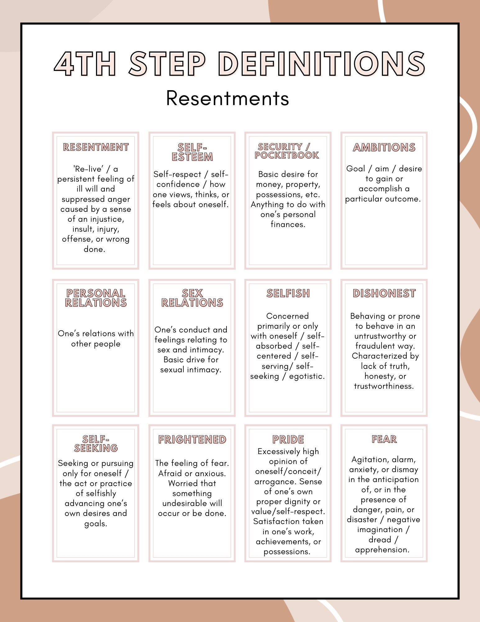 AA Step 4 Definitions Sheet Resentments Inventory Etsy AA Step 4 Definitions Sheet Resentments Inventory Etsy