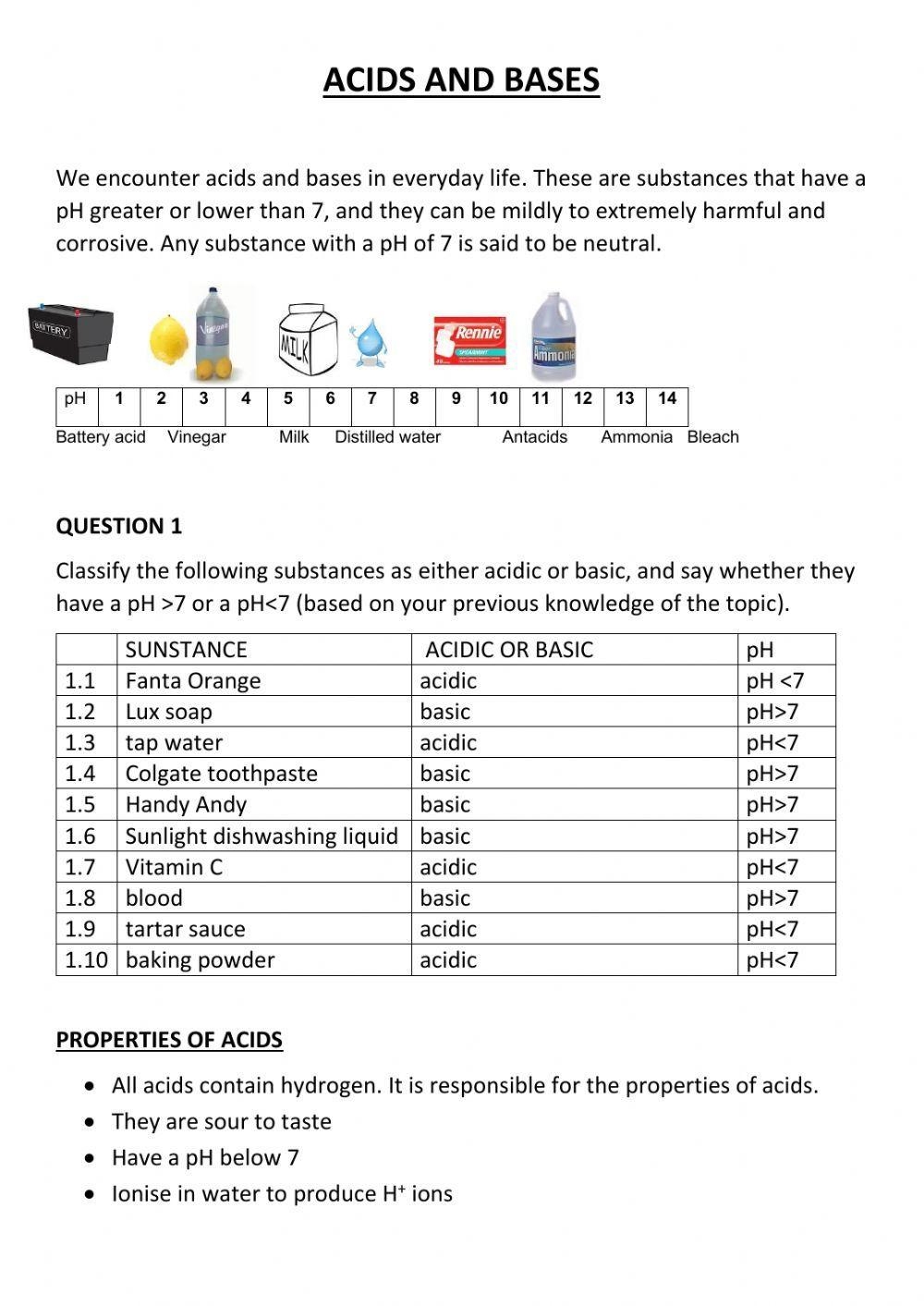 Acids And Bases Worksheet 2 Worksheet Live Worksheets Worksheets Library