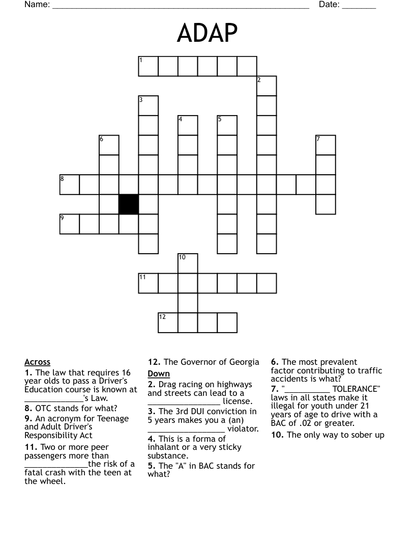 ADAP Crossword WordMint