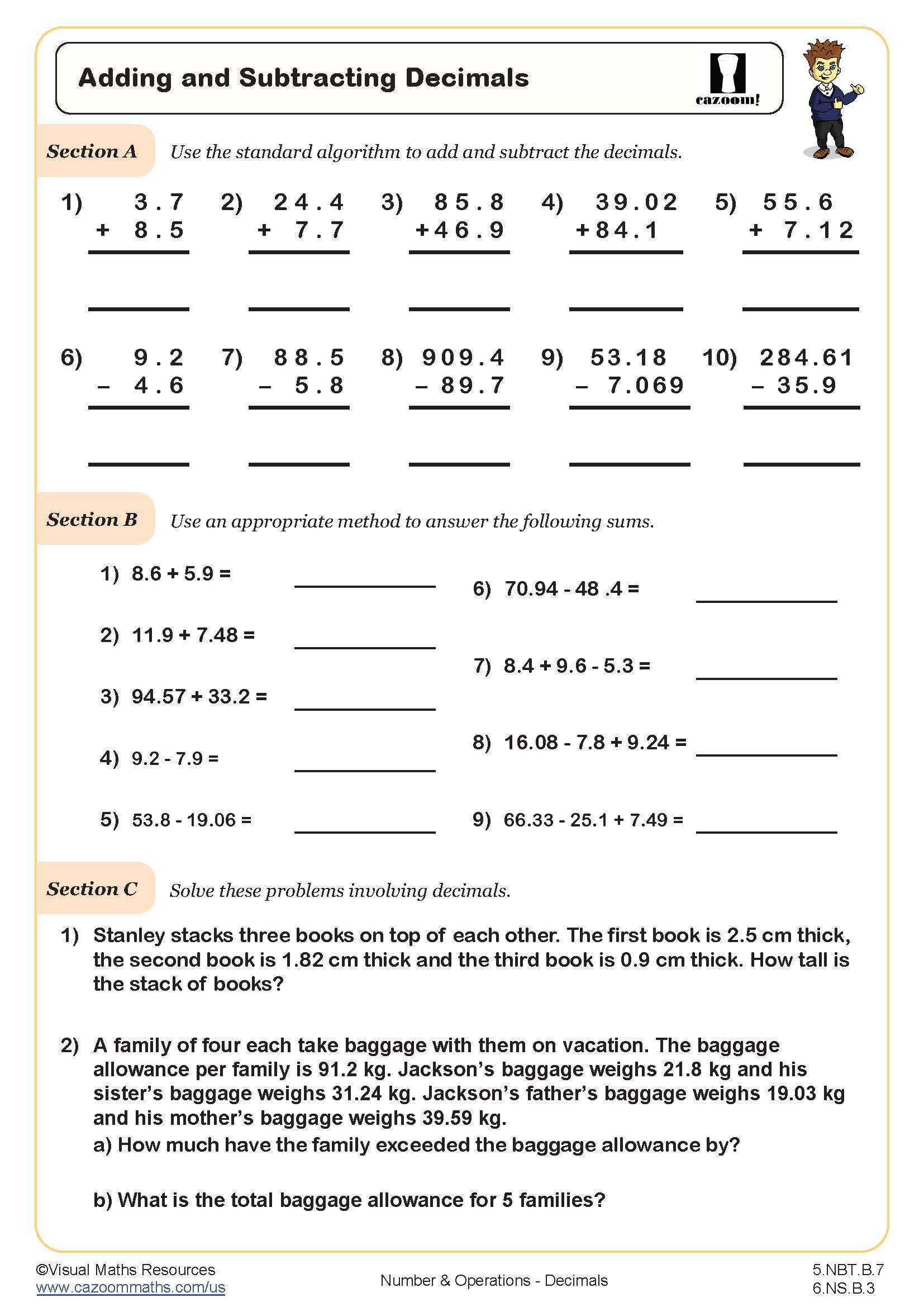 Adding And Subtracting Decimals Worksheet Fun And Engaging 5th Grade PDF Worksheets Cazoom Math Adding And Subtracting Decimals Worksheet Fun And Engaging 5th Grade PDF Worksheets Cazoom Math
