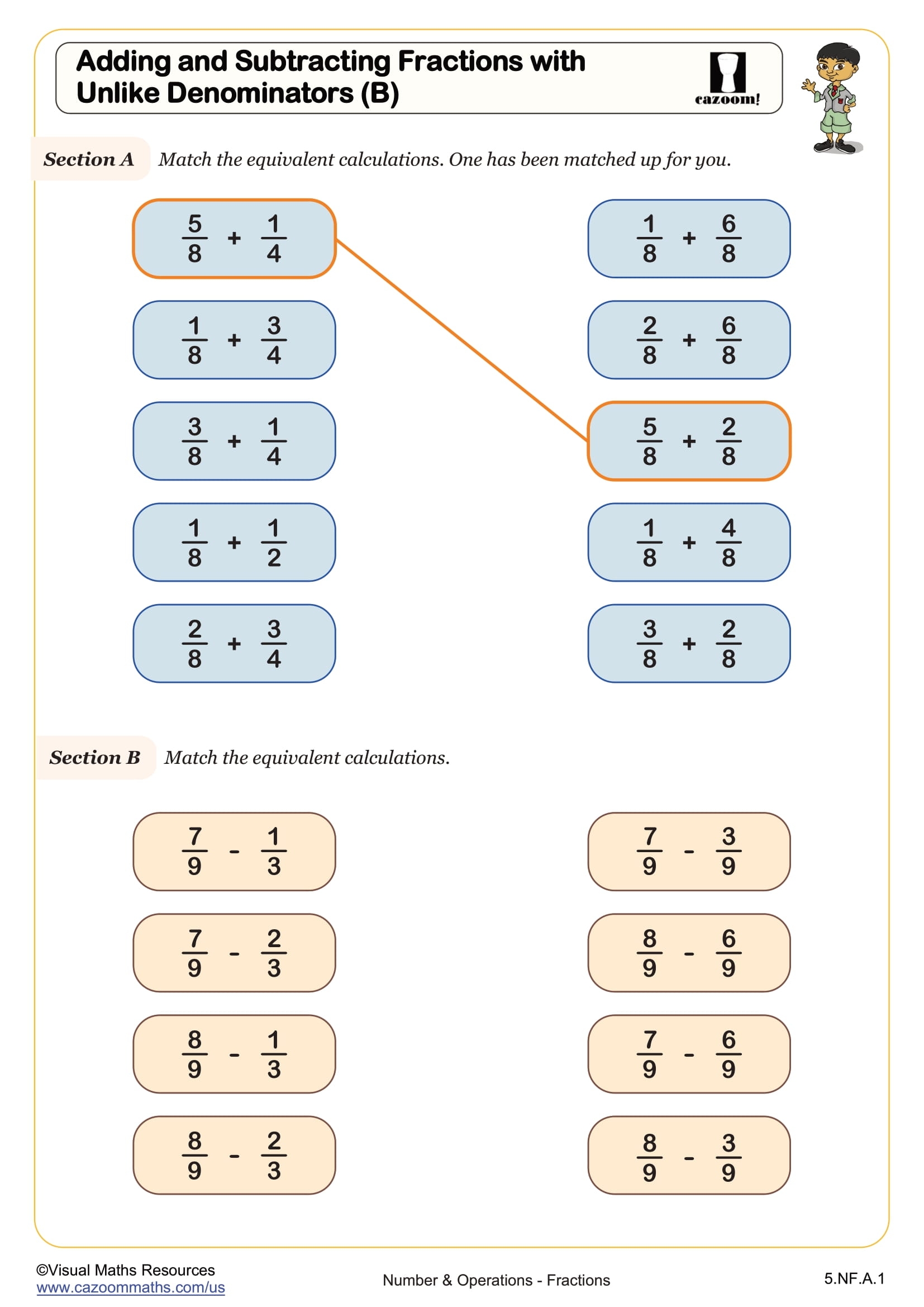 Adding And Subtracting Fractions With Unlike Denominators B Worksheet Fun And Engaging 5th Grade Number And Operations Worksheet Cazoom Math Adding And Subtracting Fractions With Unlike Denominators B Worksheet Fun And Engaging 5th Grade Number And Operations Worksheet Cazoom Math