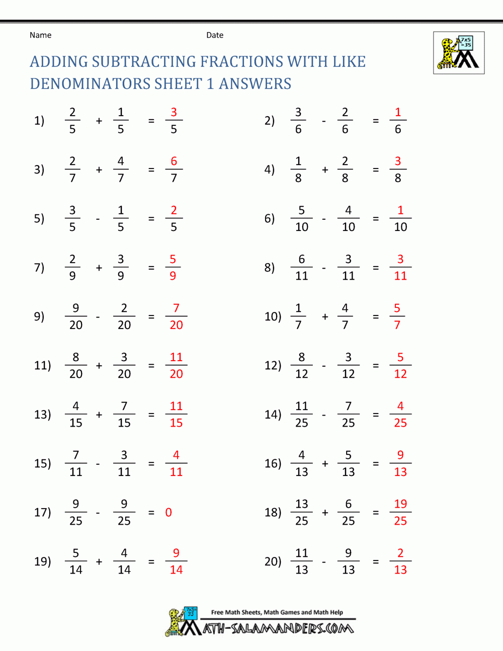 adding and subtracting fractions worksheets adding and subtracting fractions worksheets