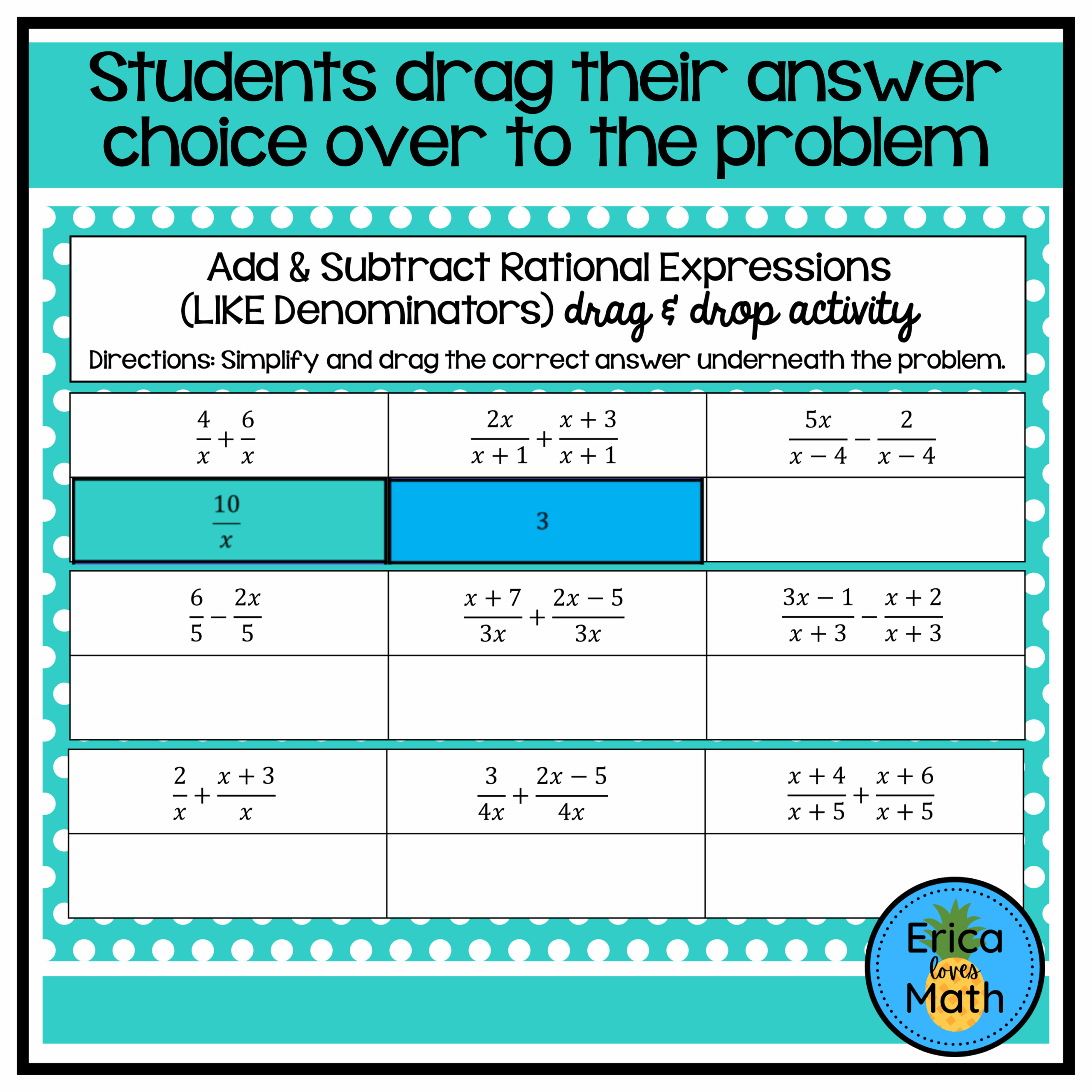 Adding Subtracting Rational Expressions Digital Drag Drop Activity Made By Teachers Adding Subtracting Rational Expressions Digital Drag Drop Activity Made By Teachers