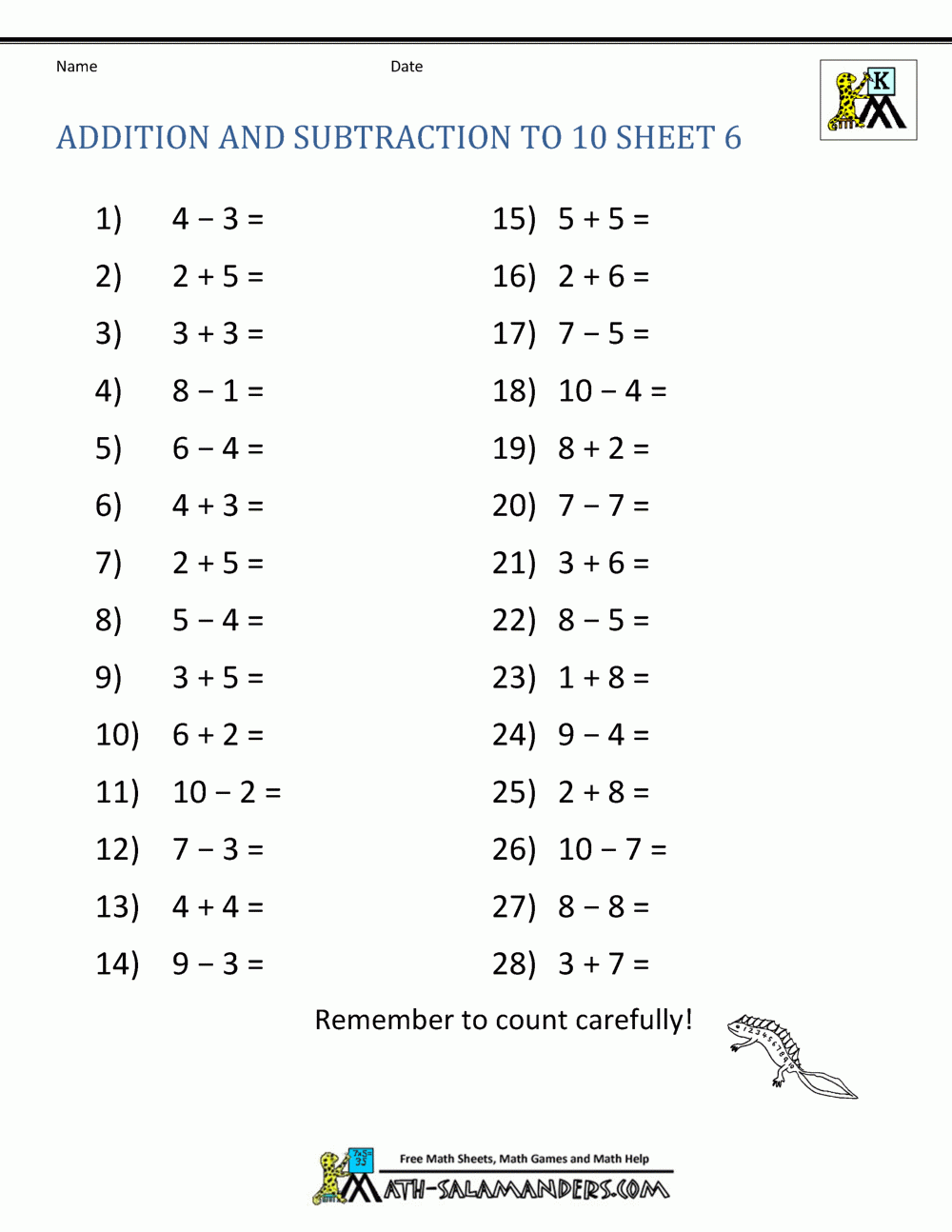 Addition And Subtraction Worksheets For Kindergarten Addition And Subtraction Worksheets For Kindergarten
