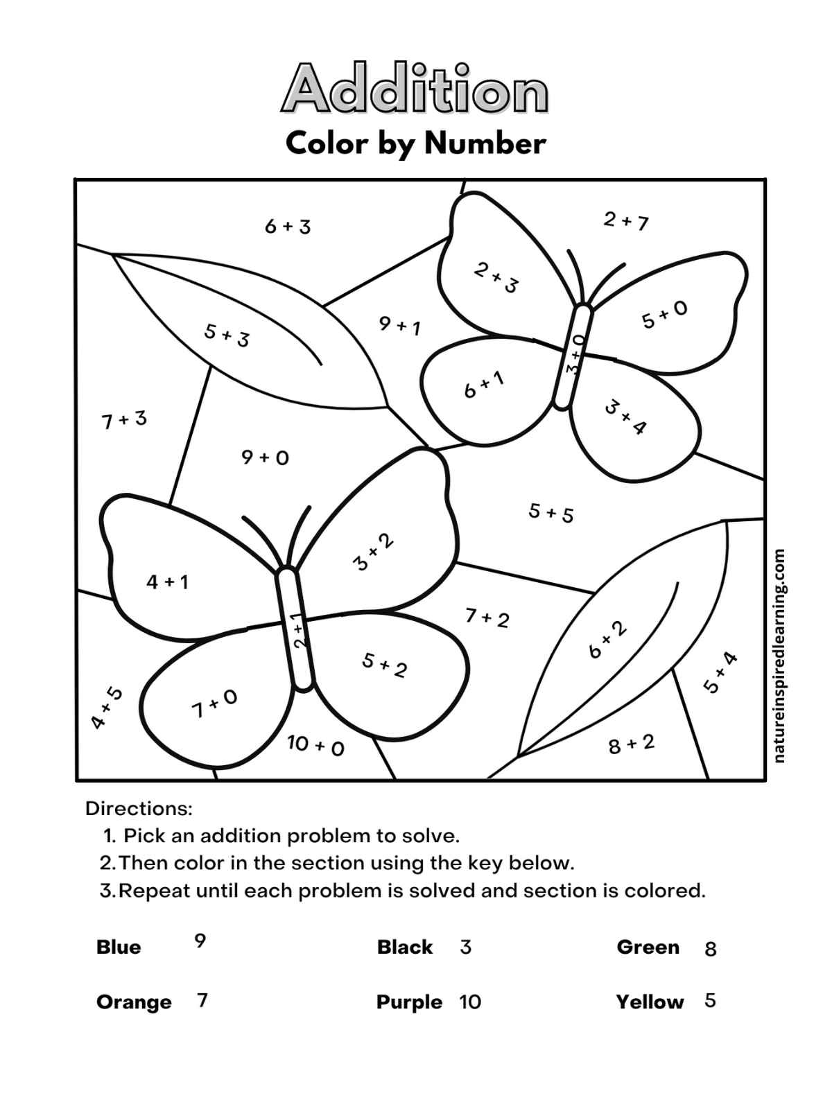 Addition Color By Number Worksheets Nature Inspired Learning Addition Color By Number Worksheets Nature Inspired Learning