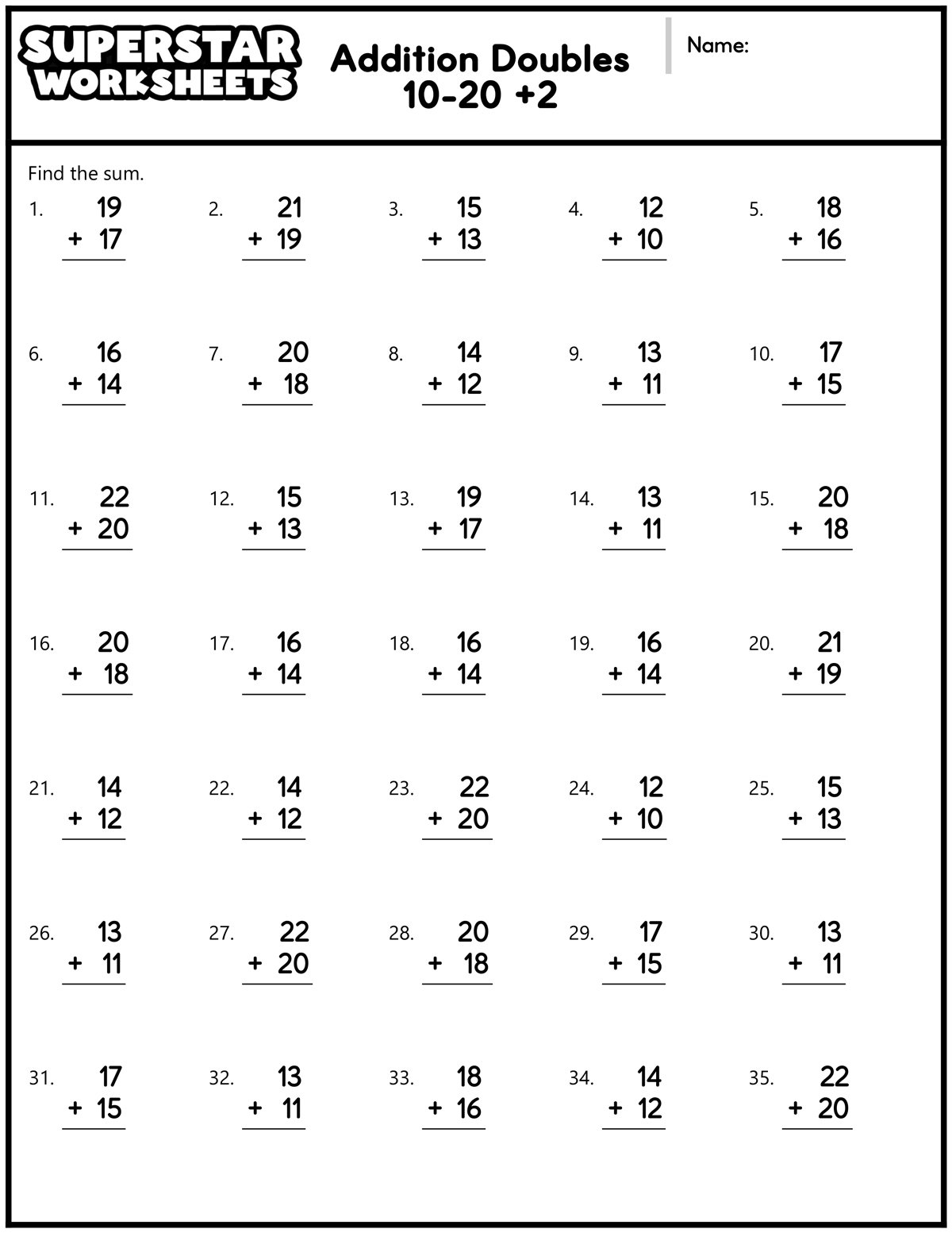 Addition Doubles Worksheets Superstar Worksheets Addition Doubles Worksheets Superstar Worksheets