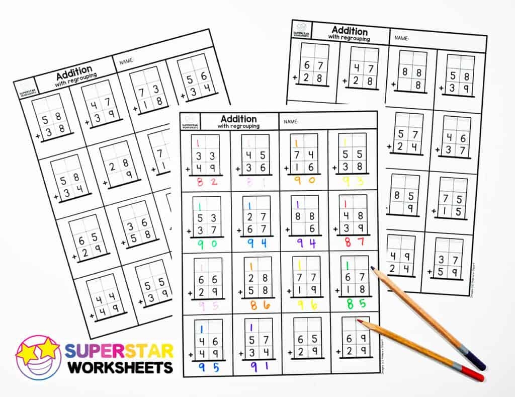 Addition With Regrouping Worksheets Superstar Worksheets Addition With Regrouping Worksheets Superstar Worksheets