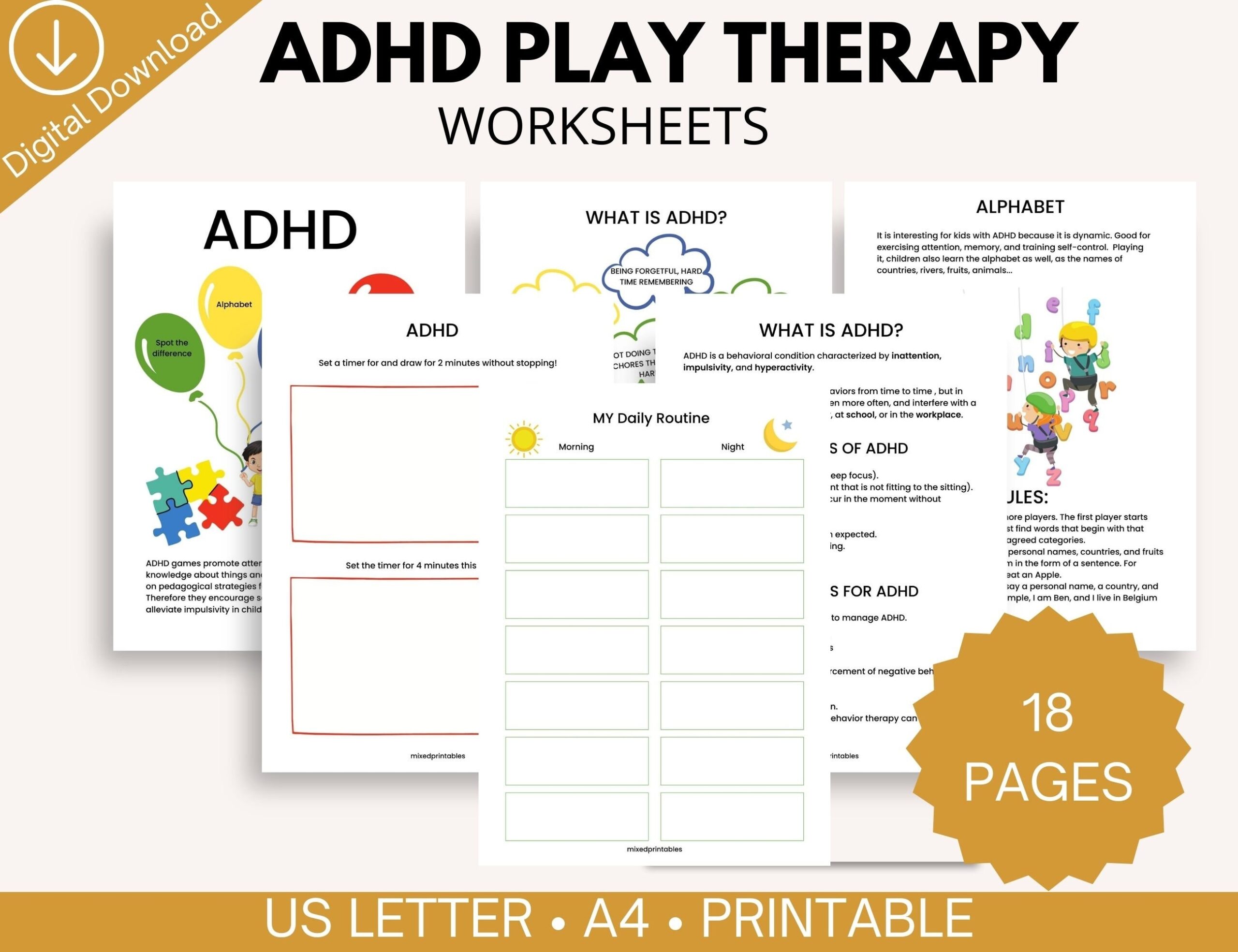ADHD Play Therapy Workbook For Kids Printable Routine Charts Focus Activities Coping Skills 18 page Digital Download Etsy ADHD Play Therapy Workbook For Kids Printable Routine Charts Focus Activities Coping Skills 18 page Digital Download Etsy