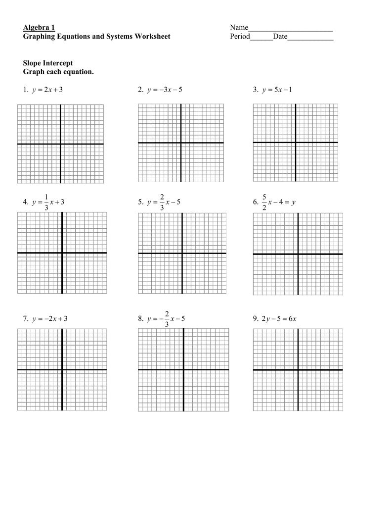 Algebra 1 Graphing Equations And Systems Worksheet Algebra 1 Graphing Equations And Systems Worksheet